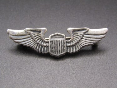 Vintage Sterling Silver USAAF Pilots Wing Badge from Beginning of WWII. RARE