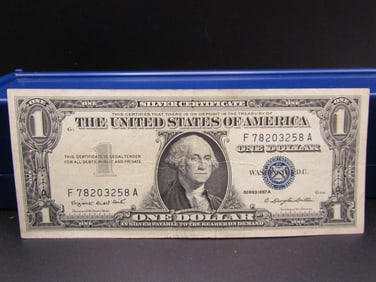 1957 A Blue Seal $1 Silver Certificate, GEM CRISP UNC