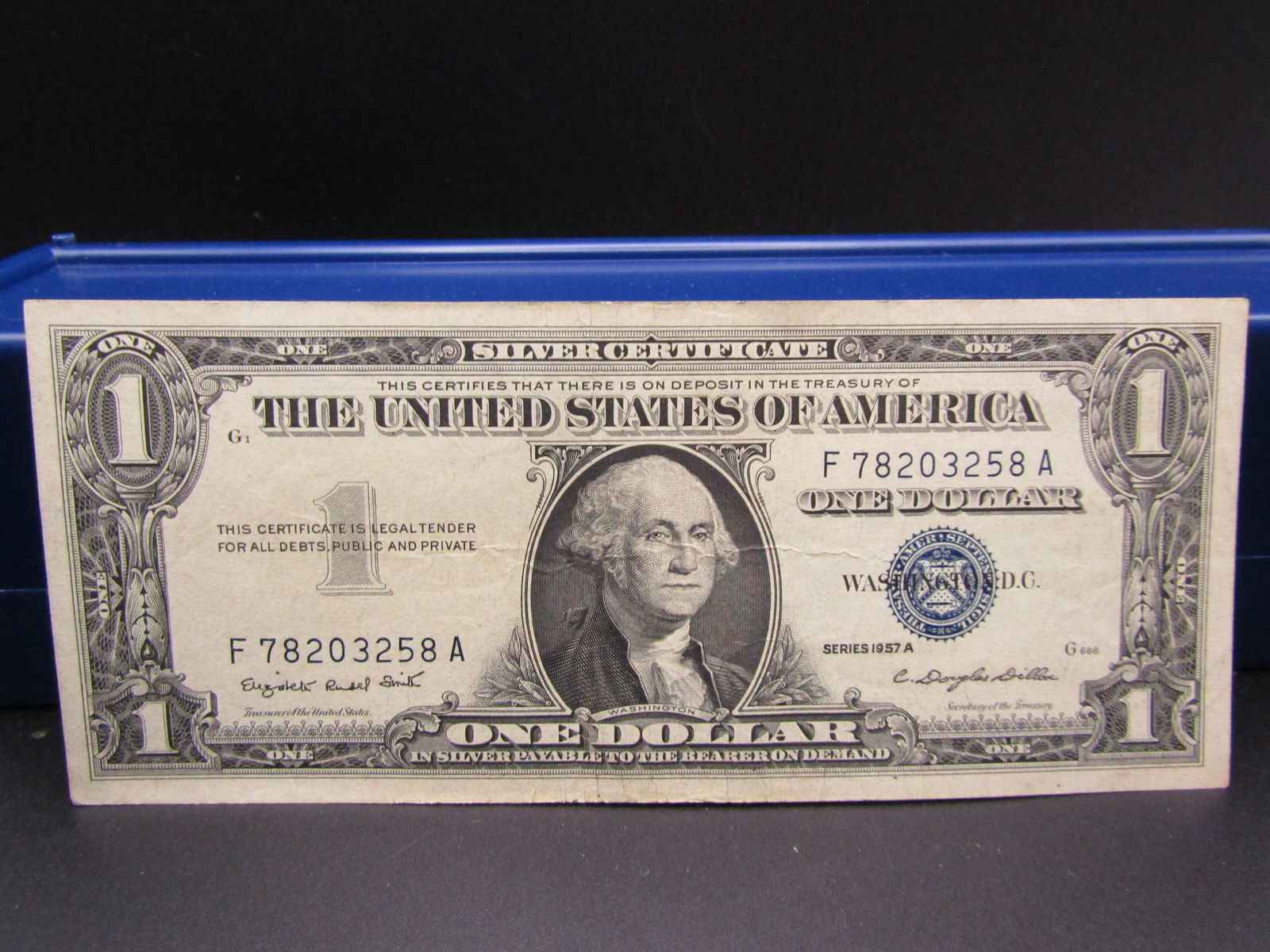 1957 A Blue Seal $1 Silver Certificate, GEM CRISP UNC (1 of 4)