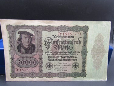 1922 German 50000 Reichsbanknote, Tough Post WWI Currency