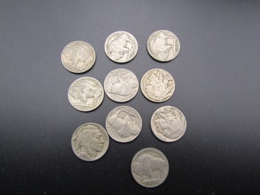 10 Mixed Date and Mixed MM Buffalo Nickels