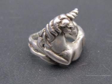 Vintage Sterling Silver Unicorn Ring, Size 6