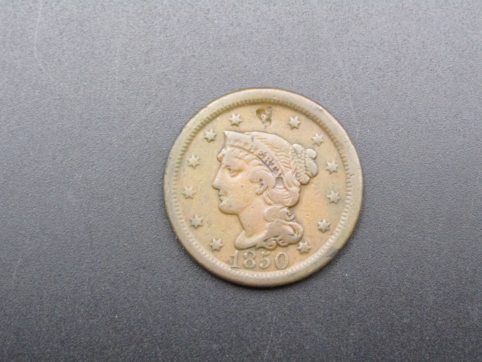 1850 Braided Hair Large Cent, Nice Type Cent, (1 of 2)