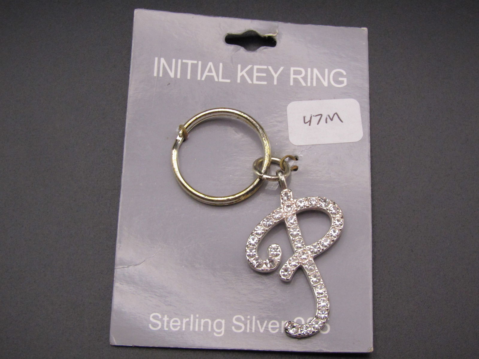 Sterling Silver "P" Initial Key Ring, Jeweled (1 of 1)