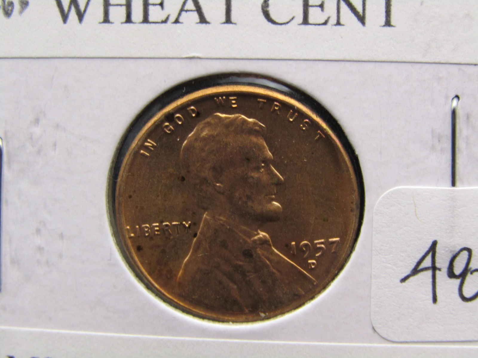 1957-D GEM BU RED Lincoln Wheat Cent, MS 63 - $25 (1 of 2)