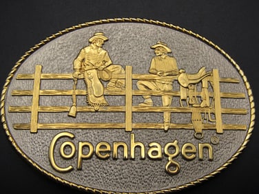 Vintage Copenhagen Snuff Belt Buckle, Two Tone Design