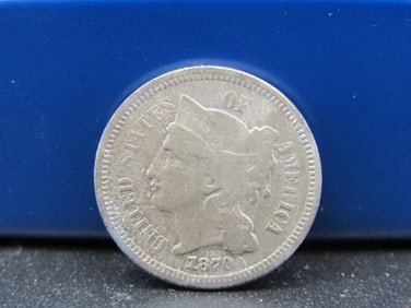 1870 US 3 Cent Copper Nickel, Nice Type Coin