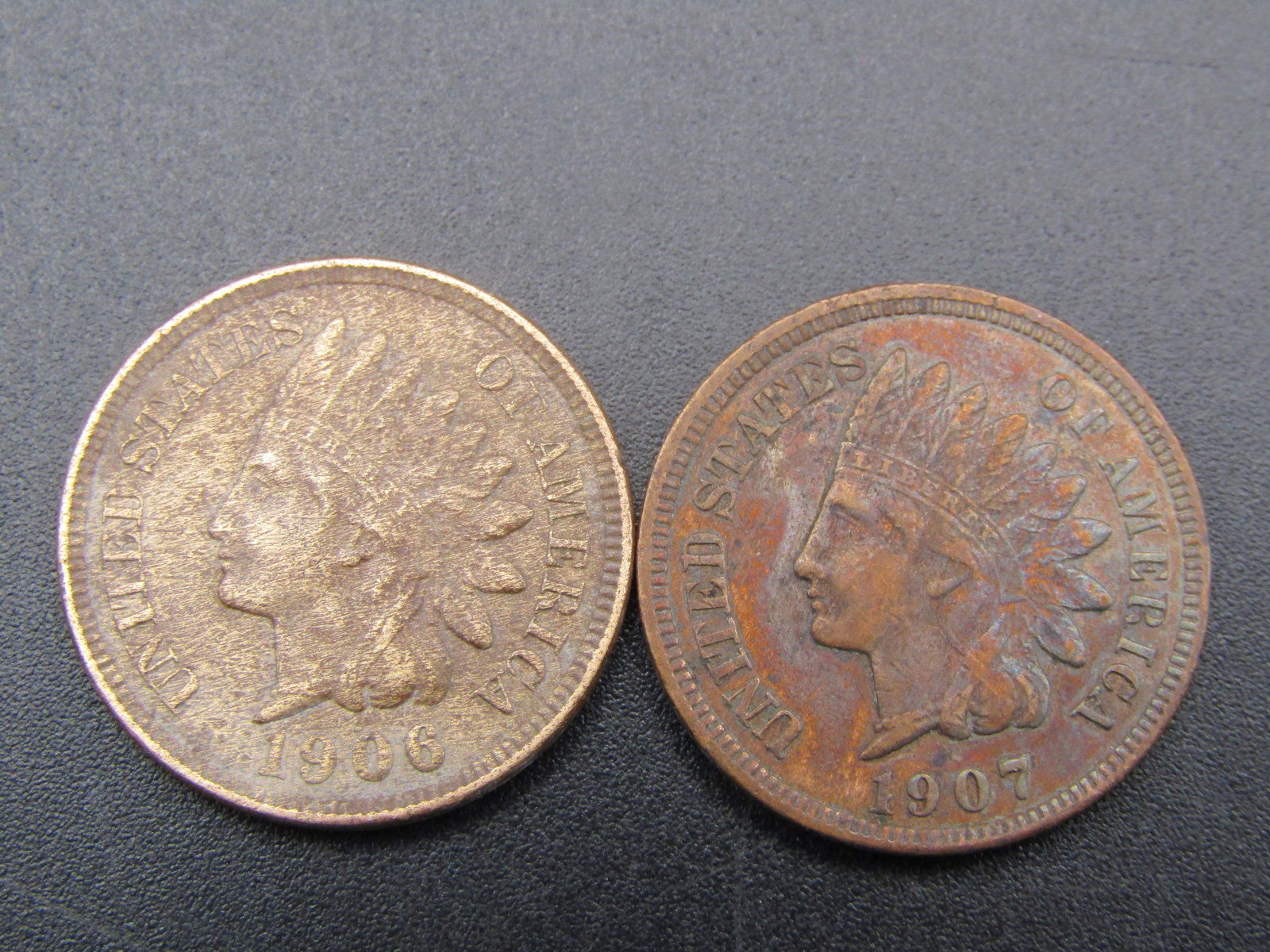 2 Better Grade Indian Head Cents 1906, 1907 Full Liberty + Diamonds (1 of 2)