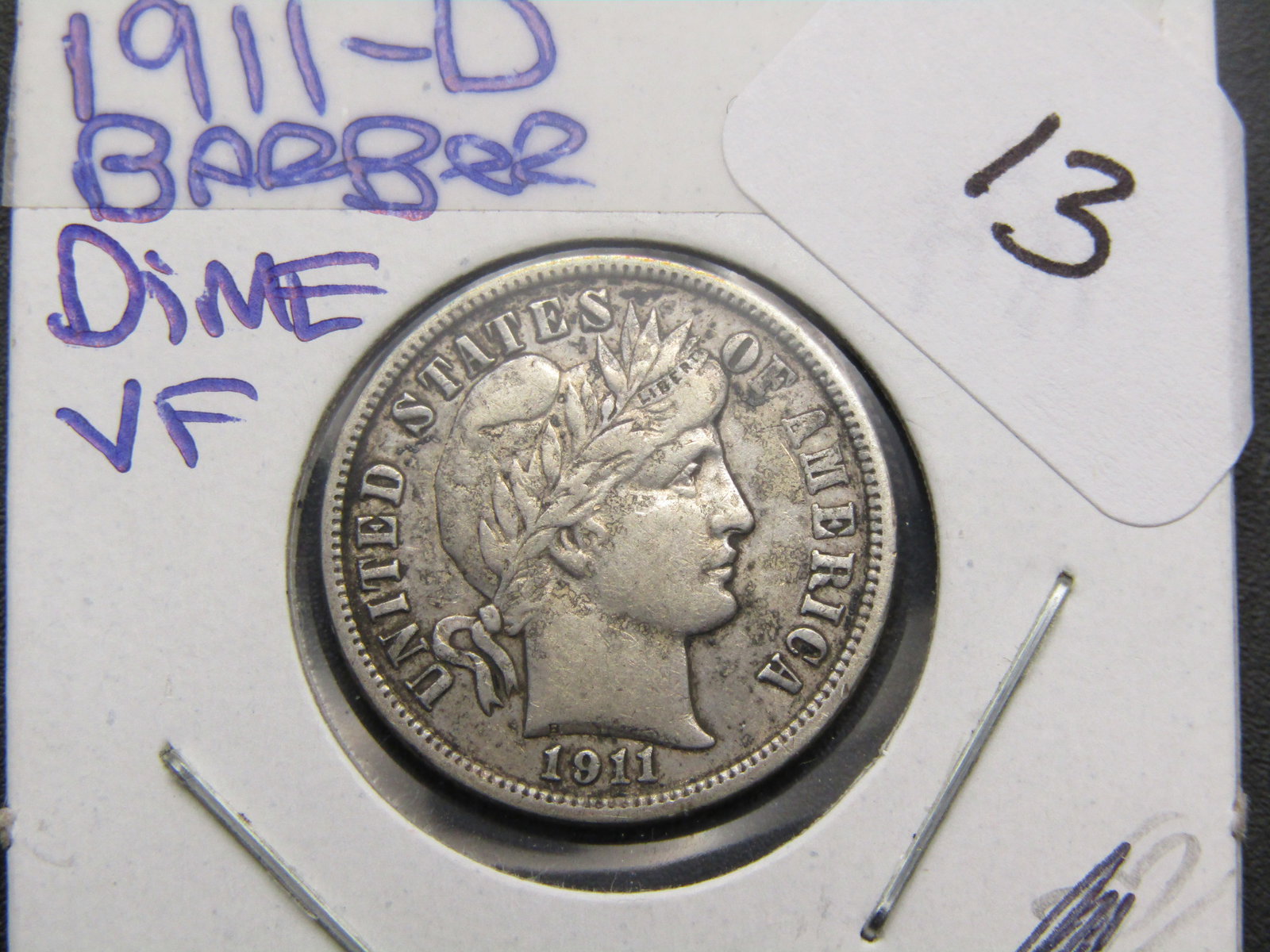 1911-D Barber Dime. 90% Silver, FULL Liberty, Nice Details (1 of 3)