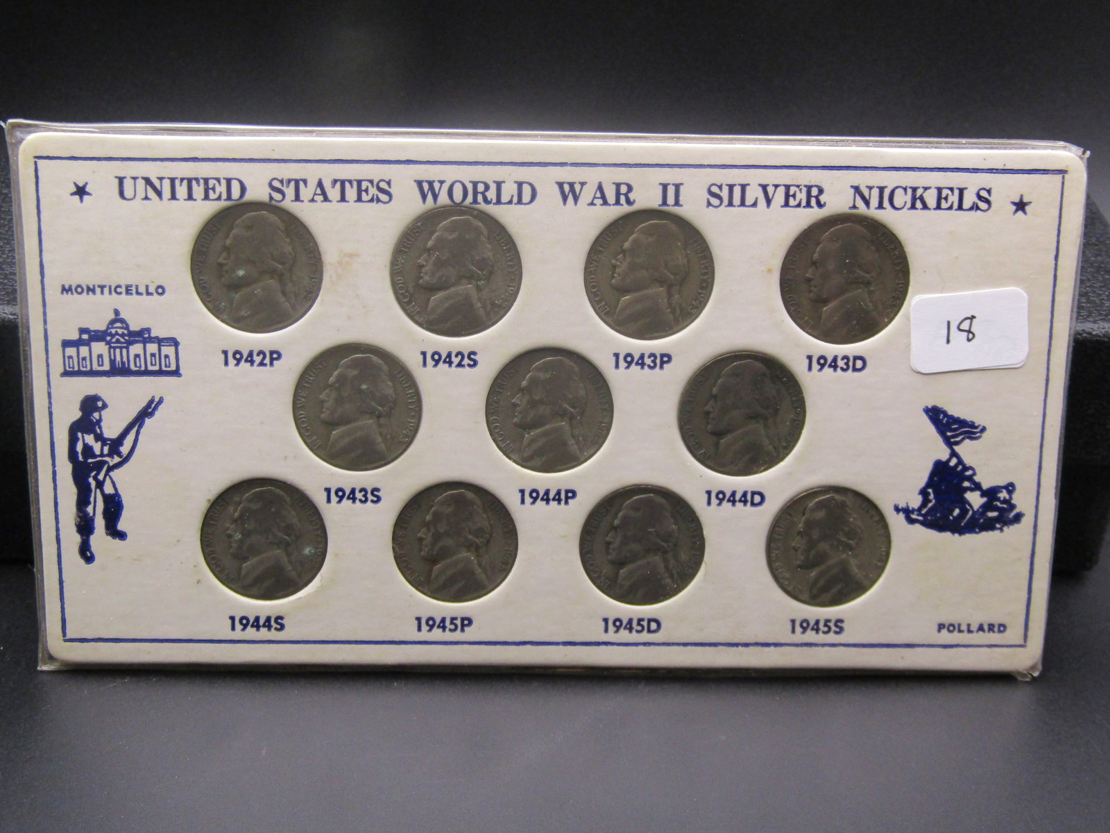 Complete Set of Silver War Nickels; US WWII Silver Nickels, 11 Total Silver Nickels (1 of 2)