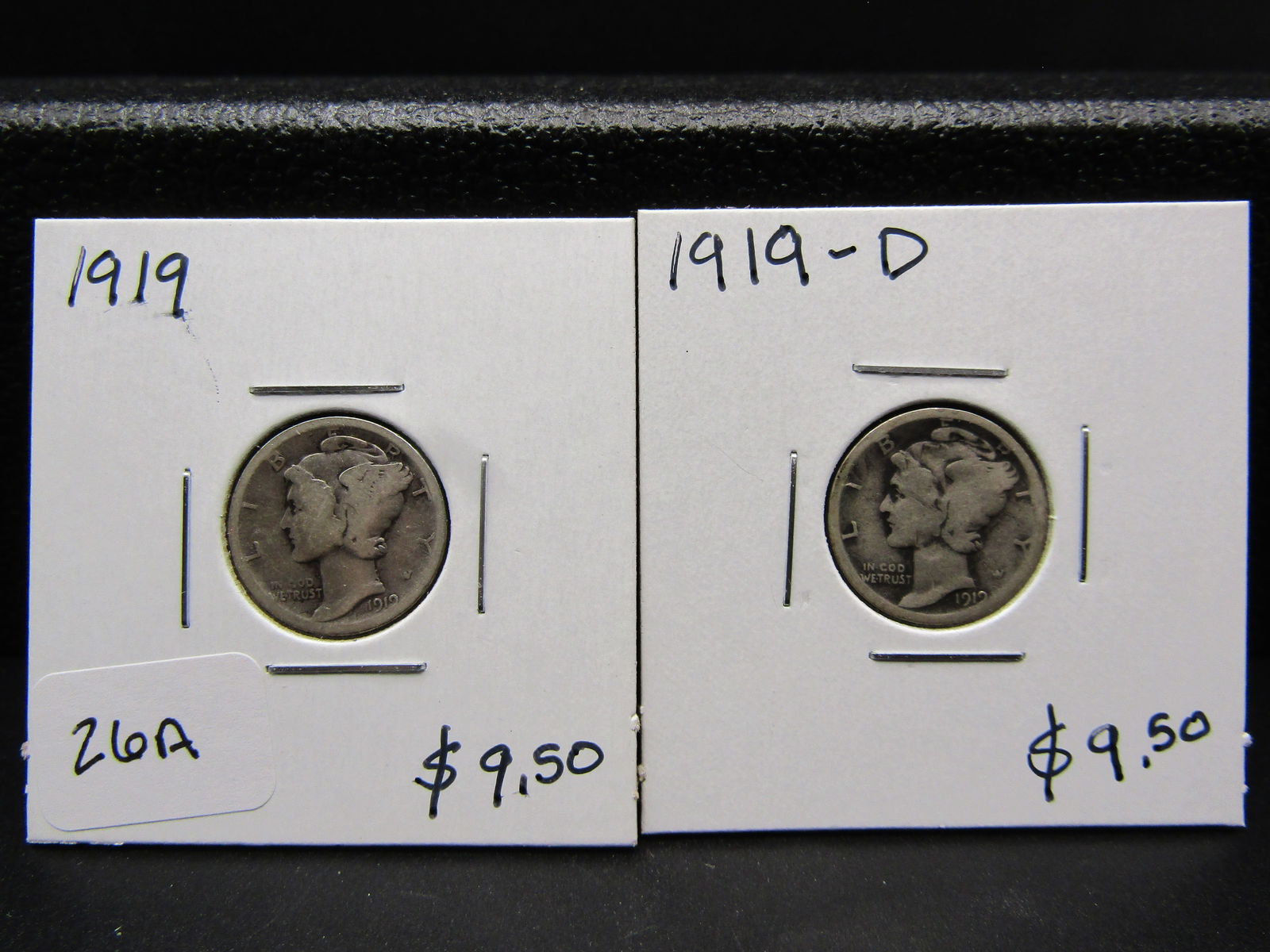 1919, 1919-D Mercury Dimes. Tougher Dates. 90% Silver (1 of 4)
