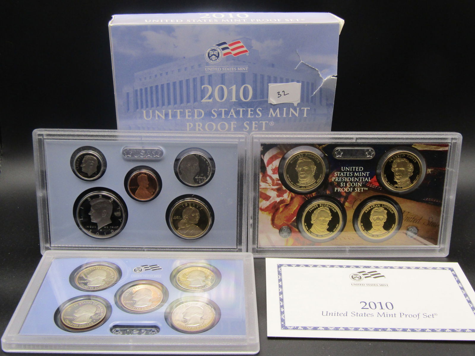 2010-S US Mint Proof Set. OGP/COA. Contains 14 Coins; KEY Date For Presidential Dollars (1 of 7)
