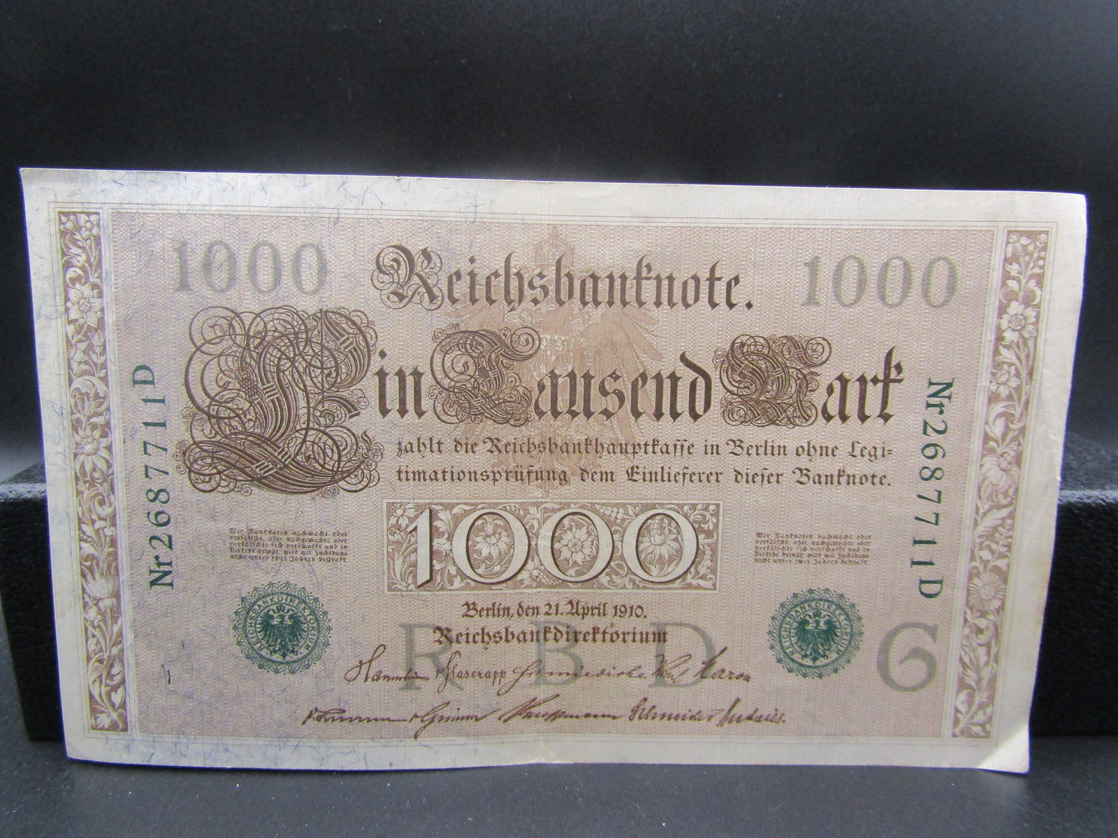 1910 German Large Size 1000 Reichs banknote, GEM CRISP UNC (1 of 3)