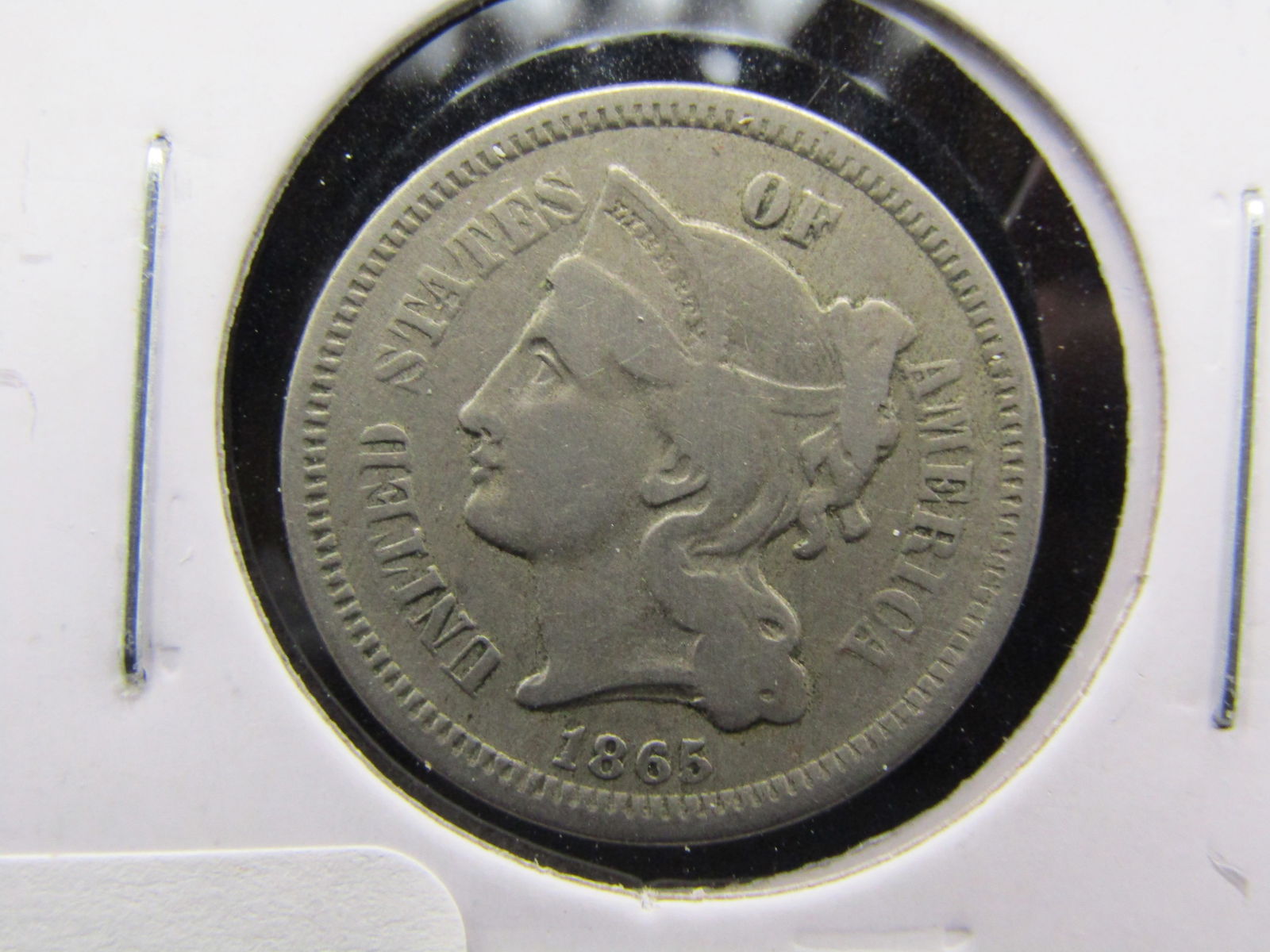 1865 Copper Nickel US 3 Cent Piece, Nice Details, Nice Type (1 of 3)