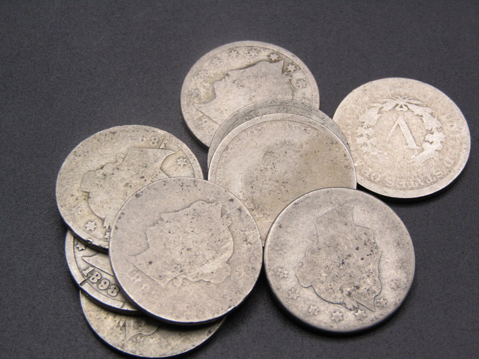 9 V Nickles-Worn, 1800's-1900's (1 of 2)