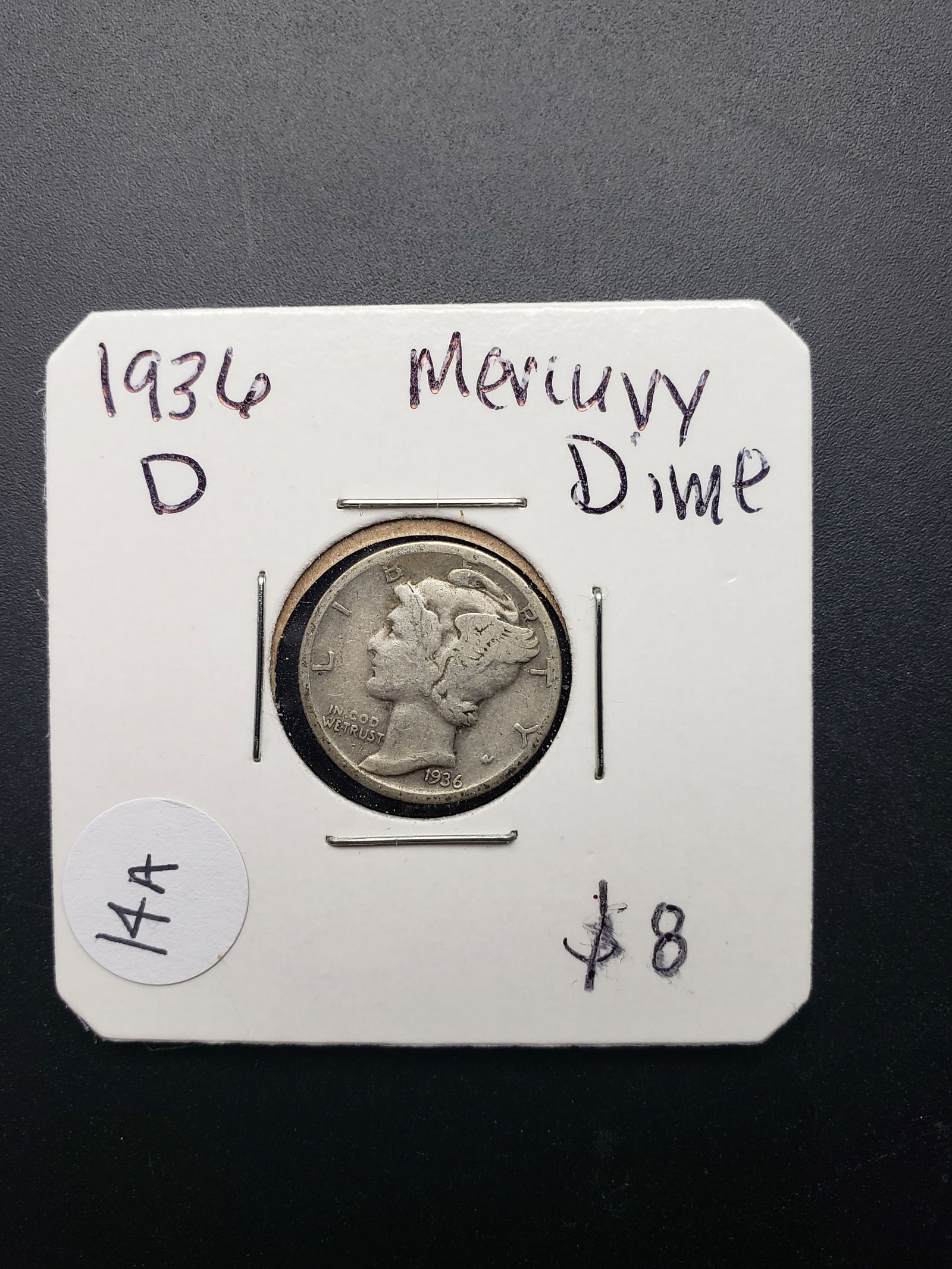 1936-D Mercury Dime, 90% Silver, Better Date (1 of 2)