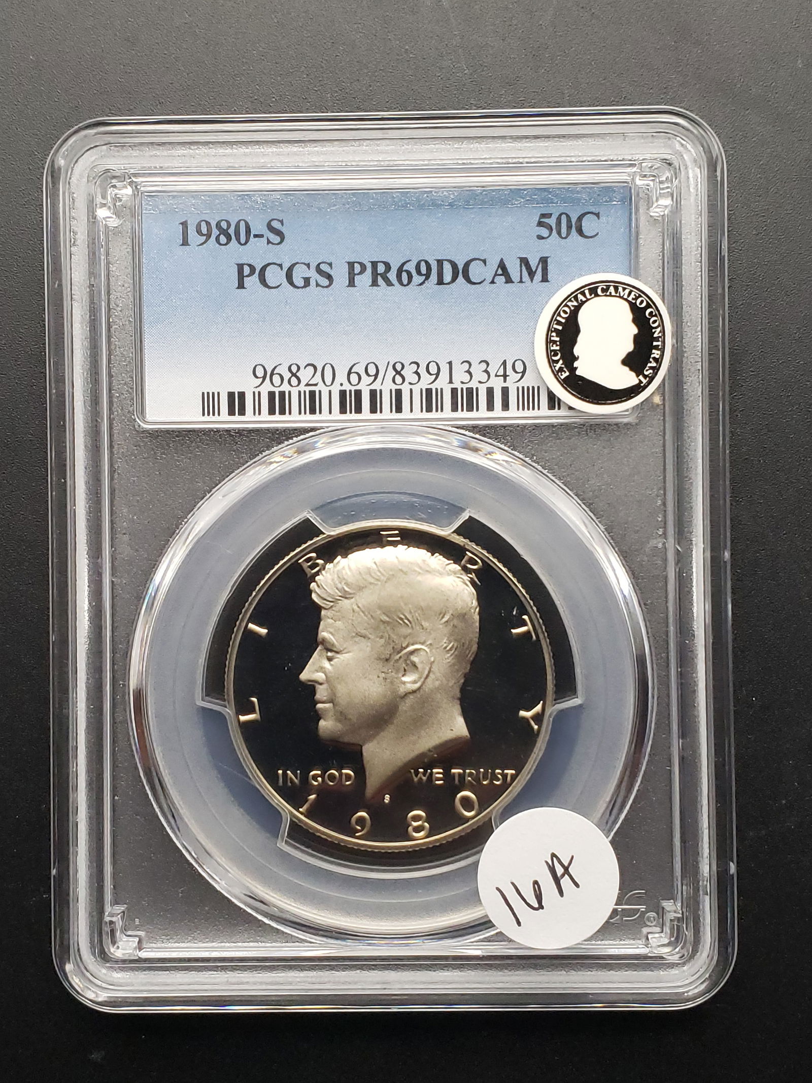 1980-S Kennedy 50c. PCGS PR69DCAM, Exceptional Cameo Contrast Sticker. (1 of 3)