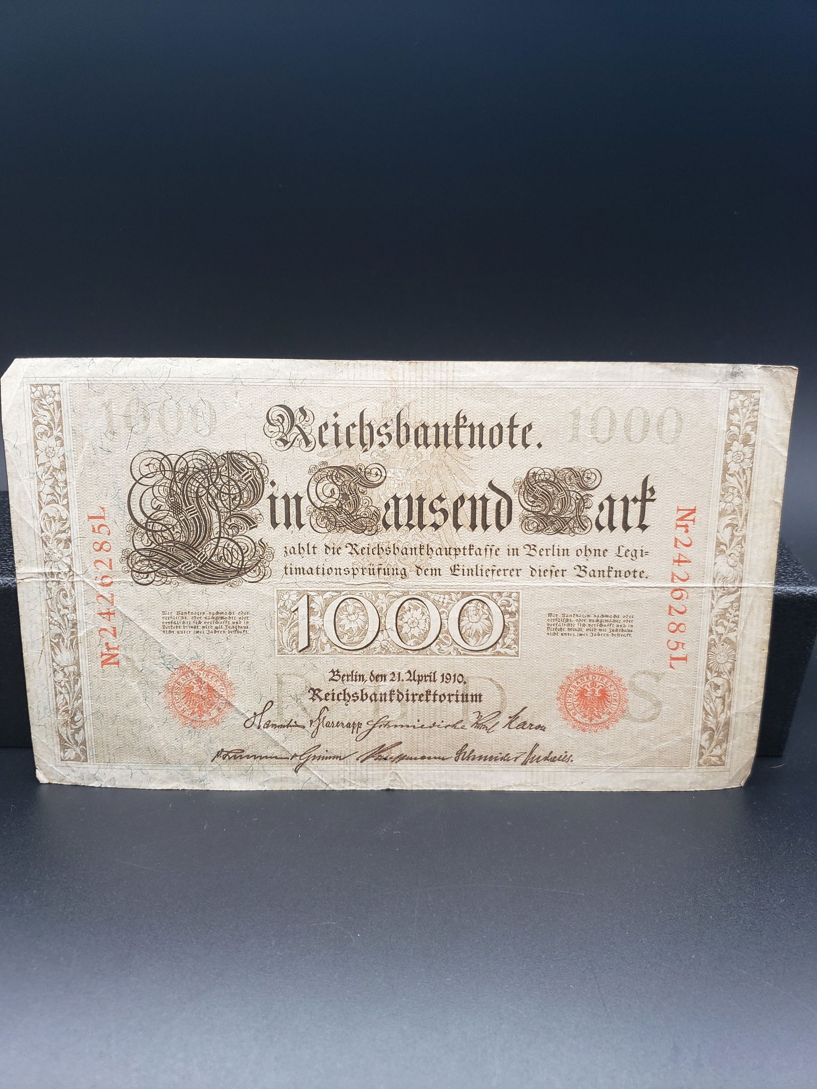 1910 German Large Size 1000 Reichsbanknote (1 of 4)
