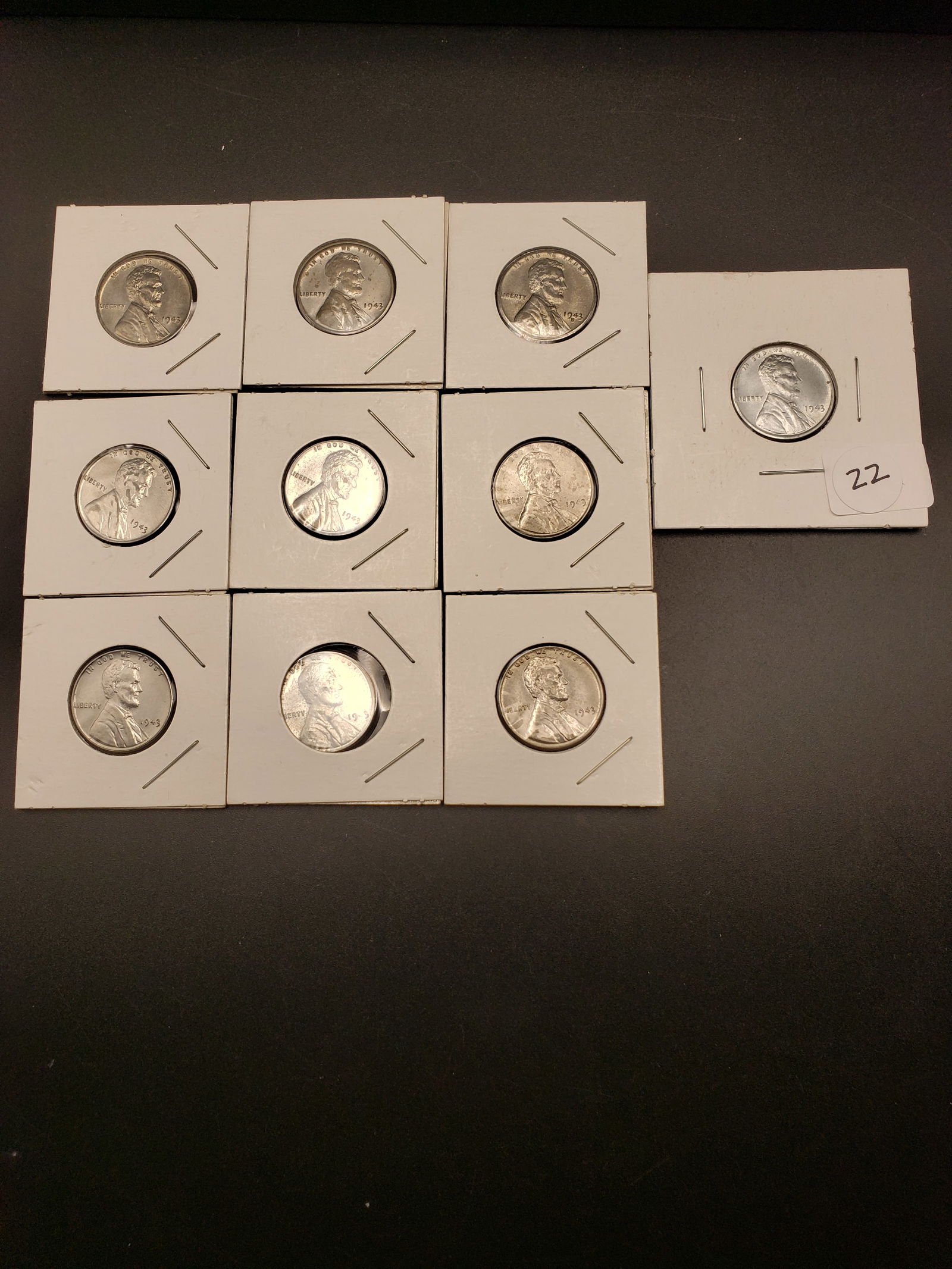 10 Lincoln Steel Cents, All UNC Condition. Nice Lot. WWII Era (1 of 5)