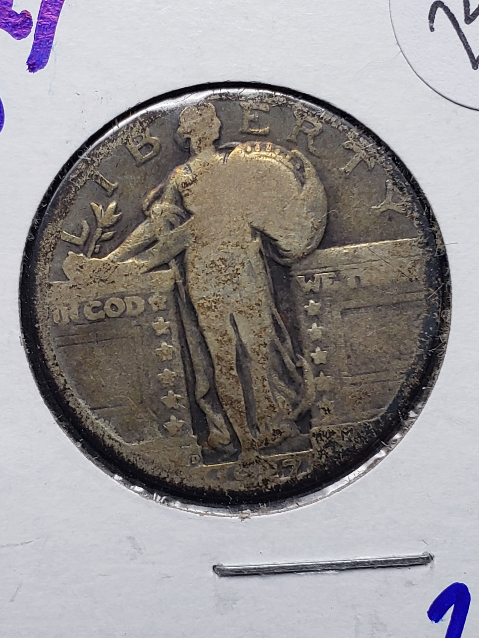 1927-D Standing Liberty Quarter, 90% Silver, Nice Type Quarter (1 of 3)