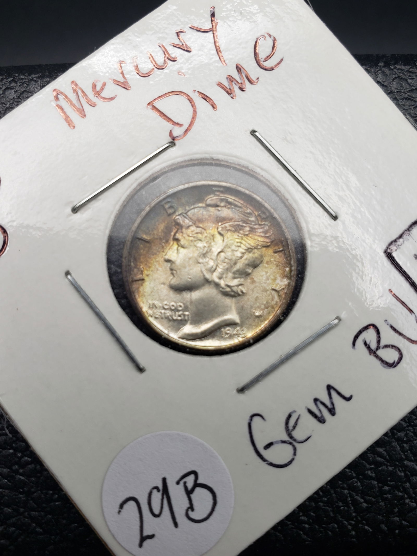 1943-D Mercury Dime, 90% Silver, Monster Toning WWII Era (1 of 3)