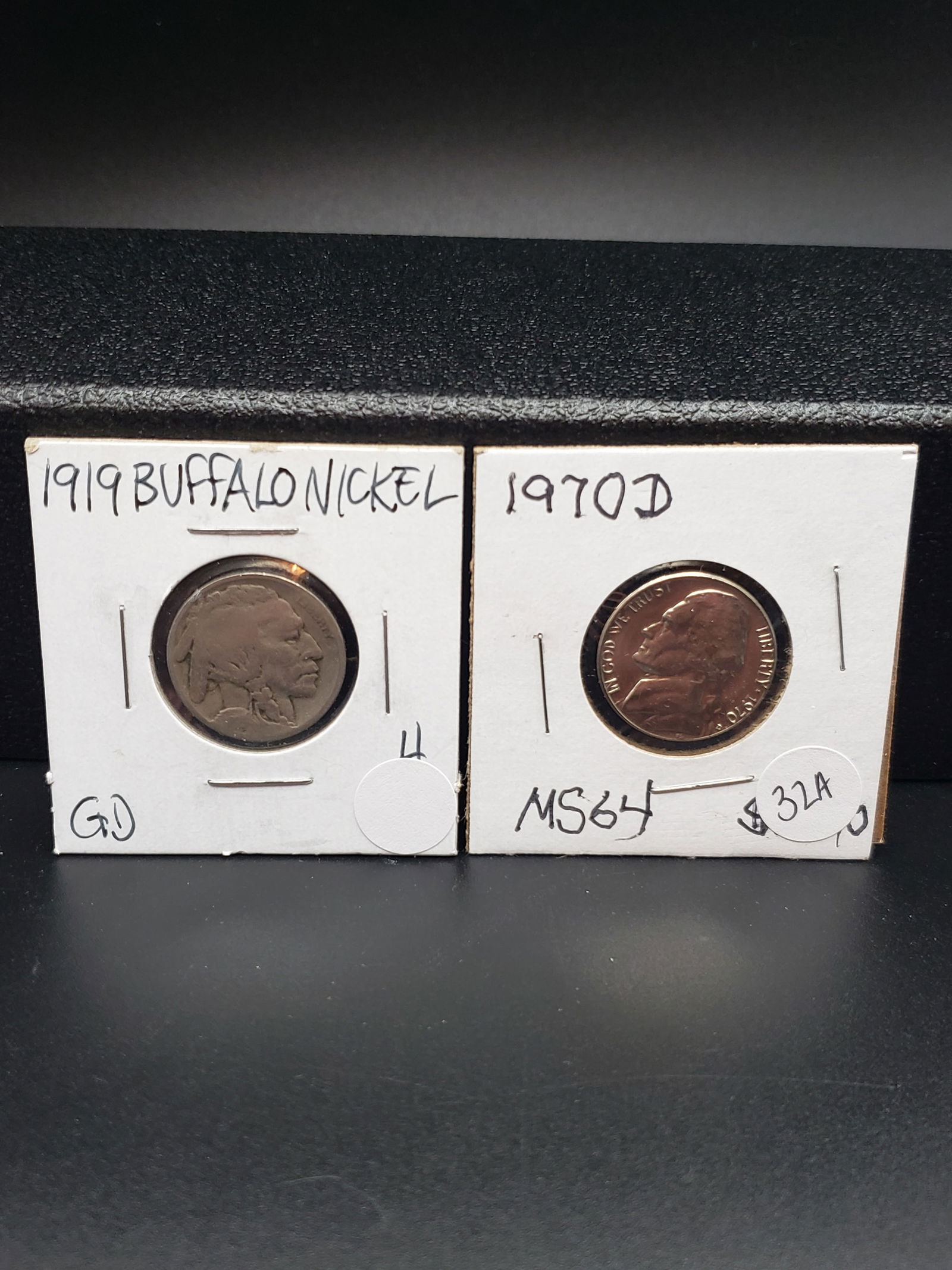 1919 Buffalo Nickel/ 1970-D GEM BU Jefferson Nickel (1 of 6)