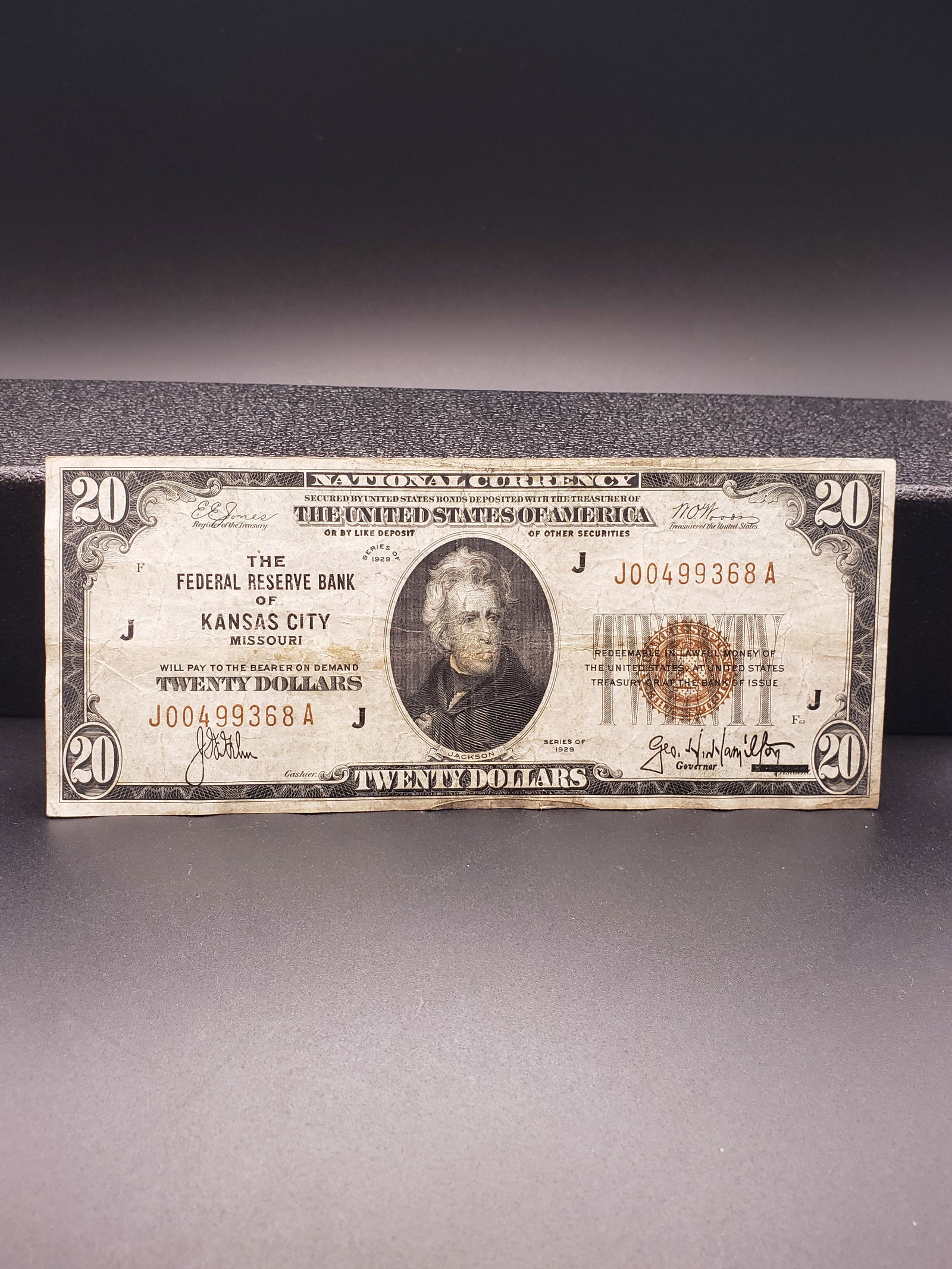 1929 Brown Seal $20 National Currency Note, Federal Reserve Bank of Kansas City, MO - TOUGH NOTE: 1929 Brown Seal $20 National Currency Note, Federal Reserve Bank of Kansas City, MO - TOUGH NOTE