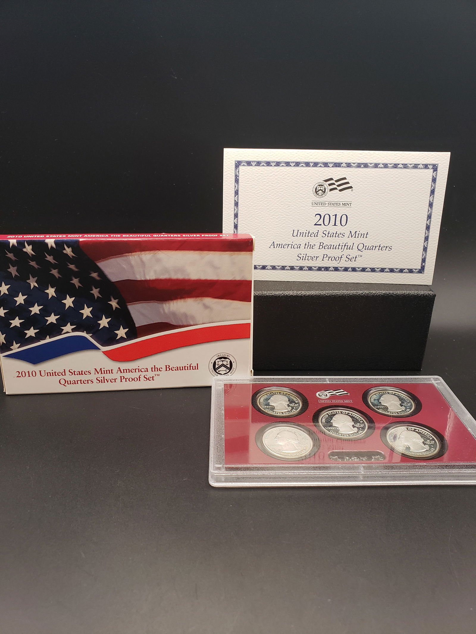 2010-S US Mint America The Beautiful Quarters 90% Silver Proof Set. OGP/COA. Contains 5-90% Silver (1 of 3)