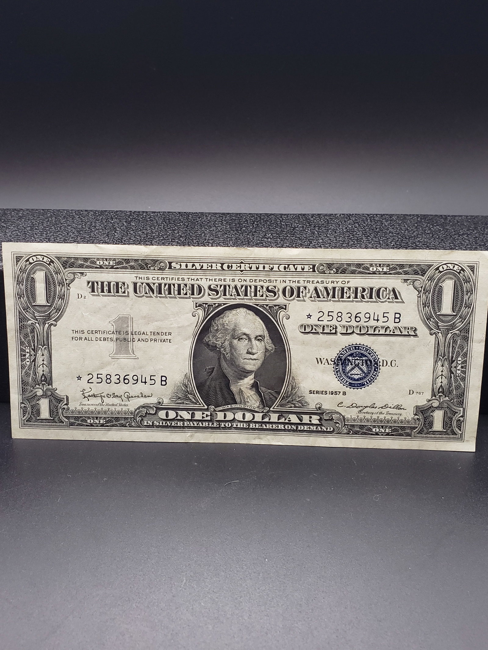 1957-B Blue Seal $1 Silver Certificate STAR Replacement Note, Crisp (1 of 4)