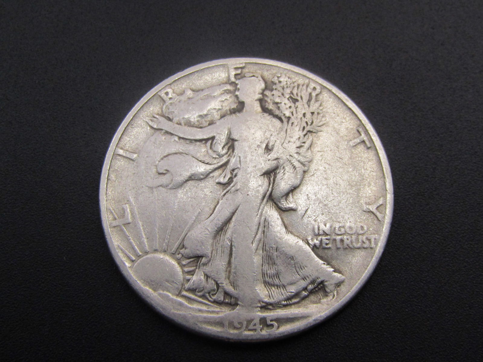 1945, 90% Silver, (Great Lines-WWII ERA-Nice Grade) Liberty Half, 81 years old (1 of 2)