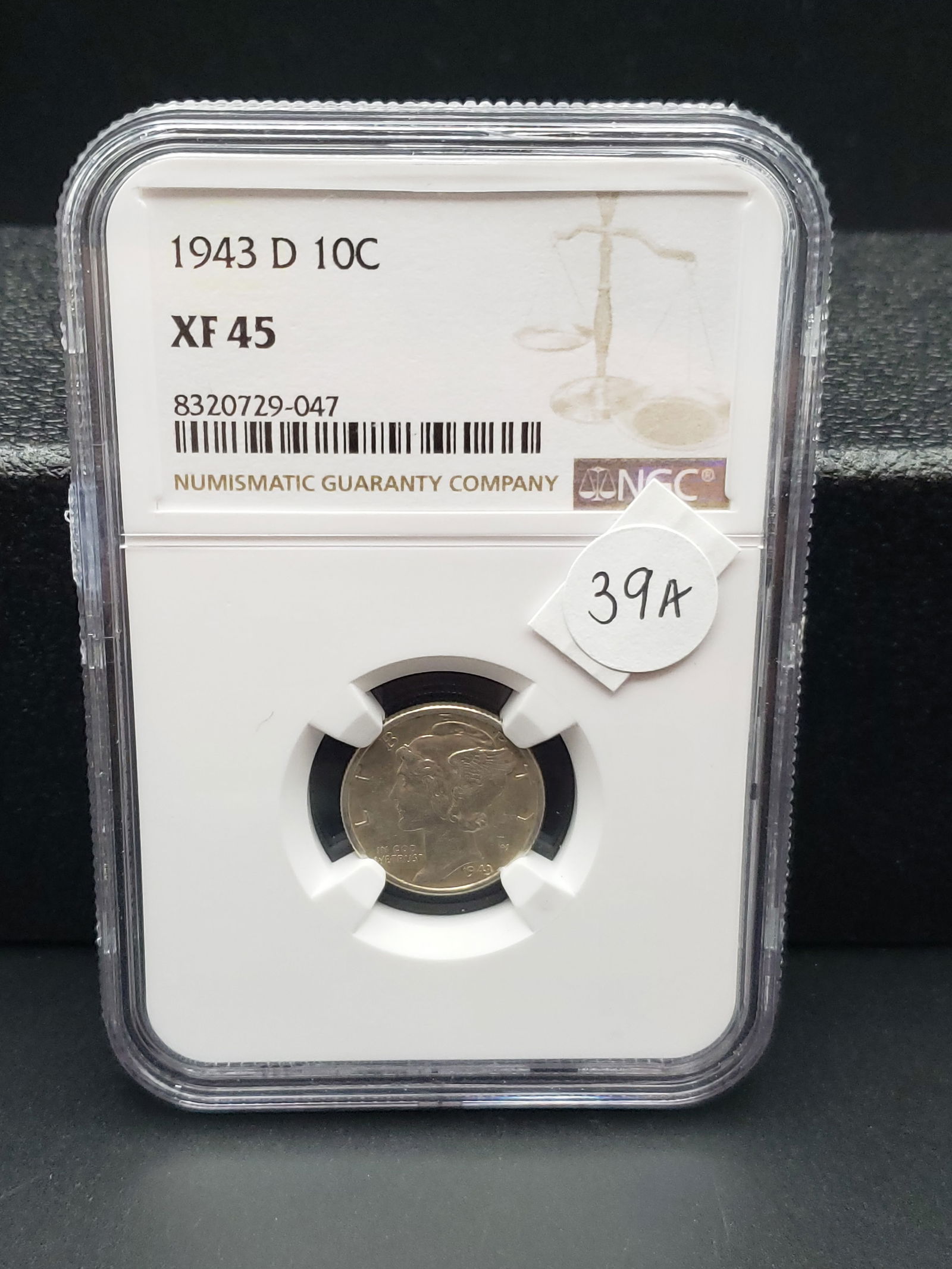 1943-D Mercury Silver Dime, NGC XF45, WWII Era, Nice Coin (1 of 3)