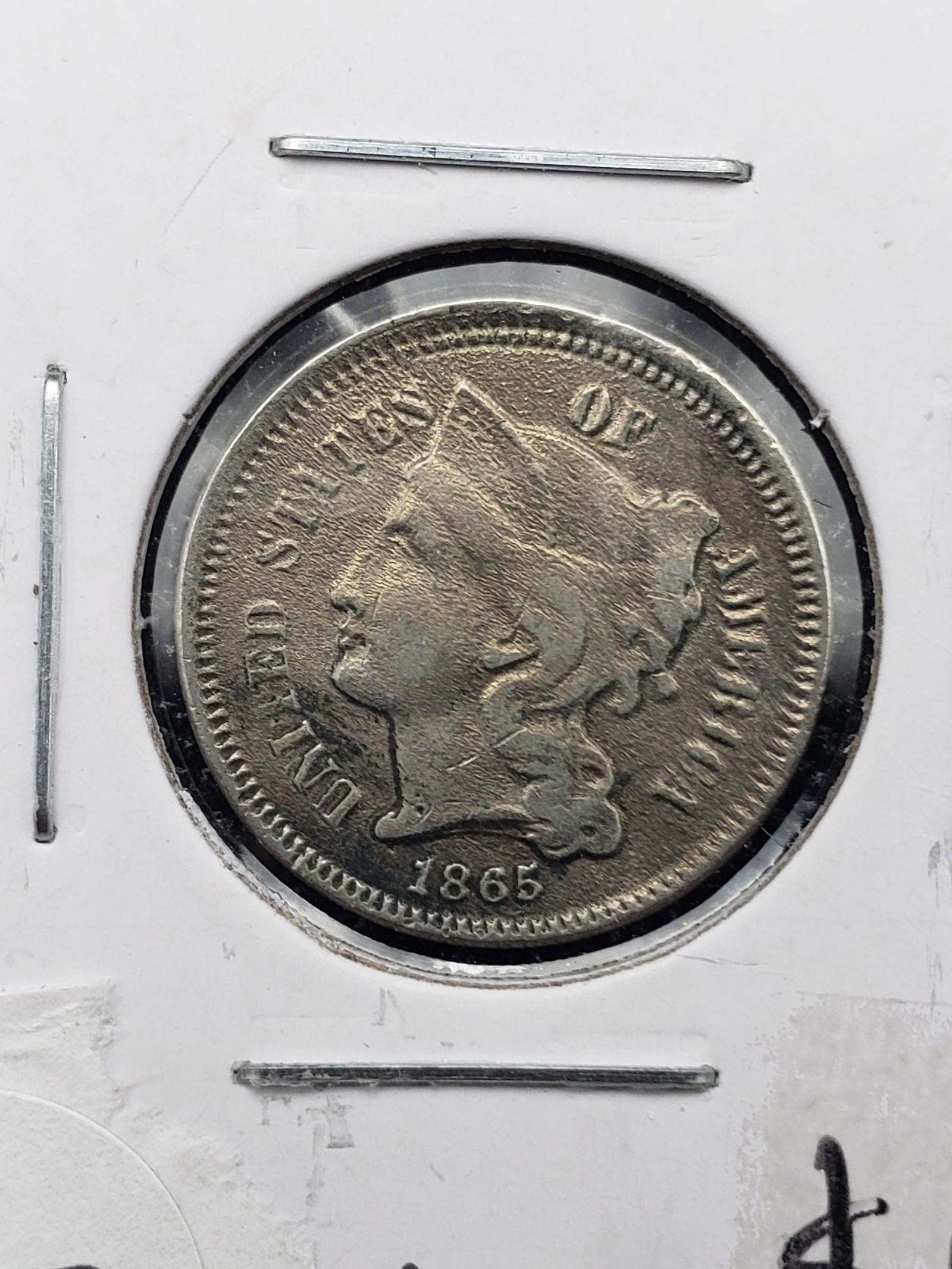 1865 US 3 Cent Piece, HIGH GRADE, LUSTER (1 of 3)