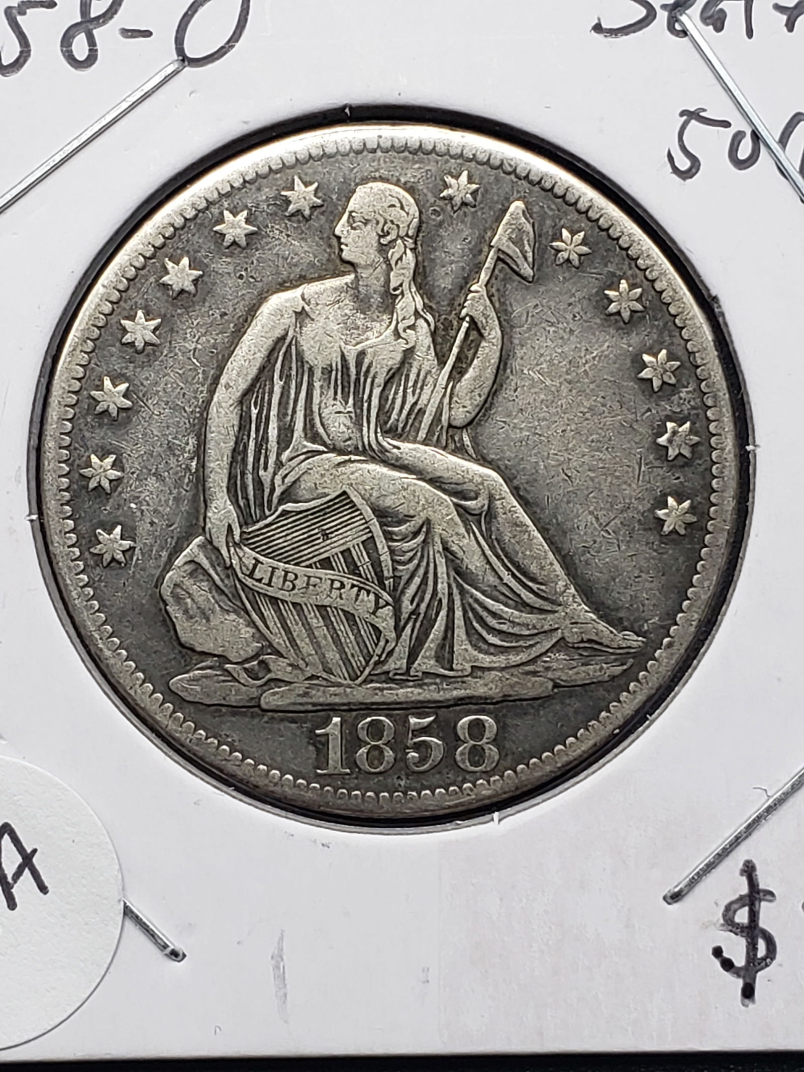 NICE 1858-O Seated Liberty Half Dollar, Excellent Strike, Full Shield and Liberty - NICE (1 of 3)