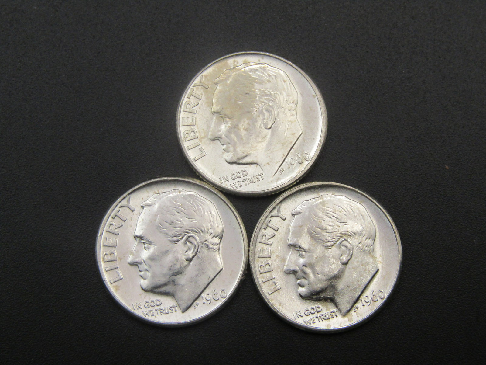 3-1960 D, (BU) 90% Silver, Rosevelt Dimes, 66 Years Old (1 of 2)