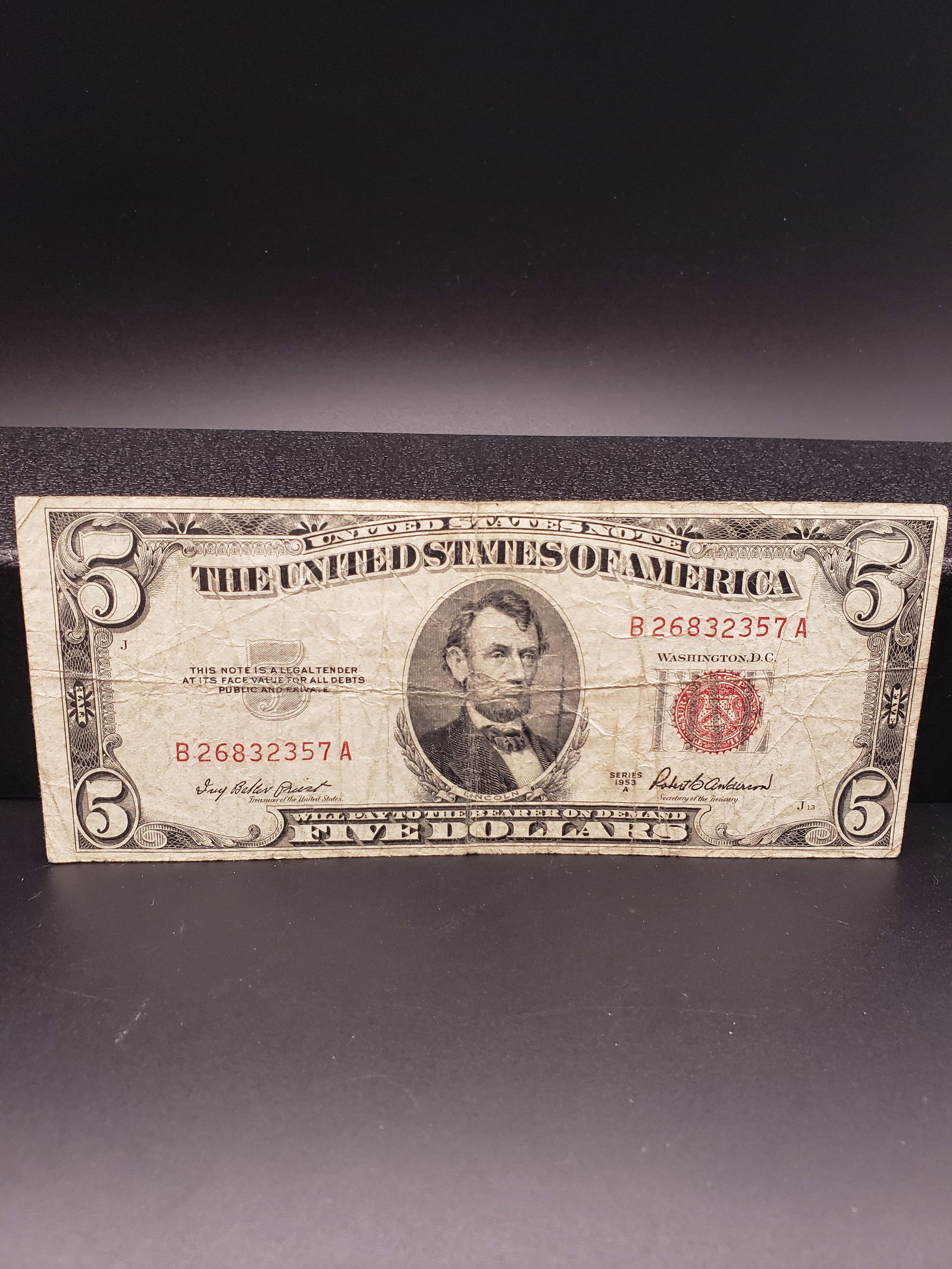 1953-A Red Seal $5 US Note (1 of 5)