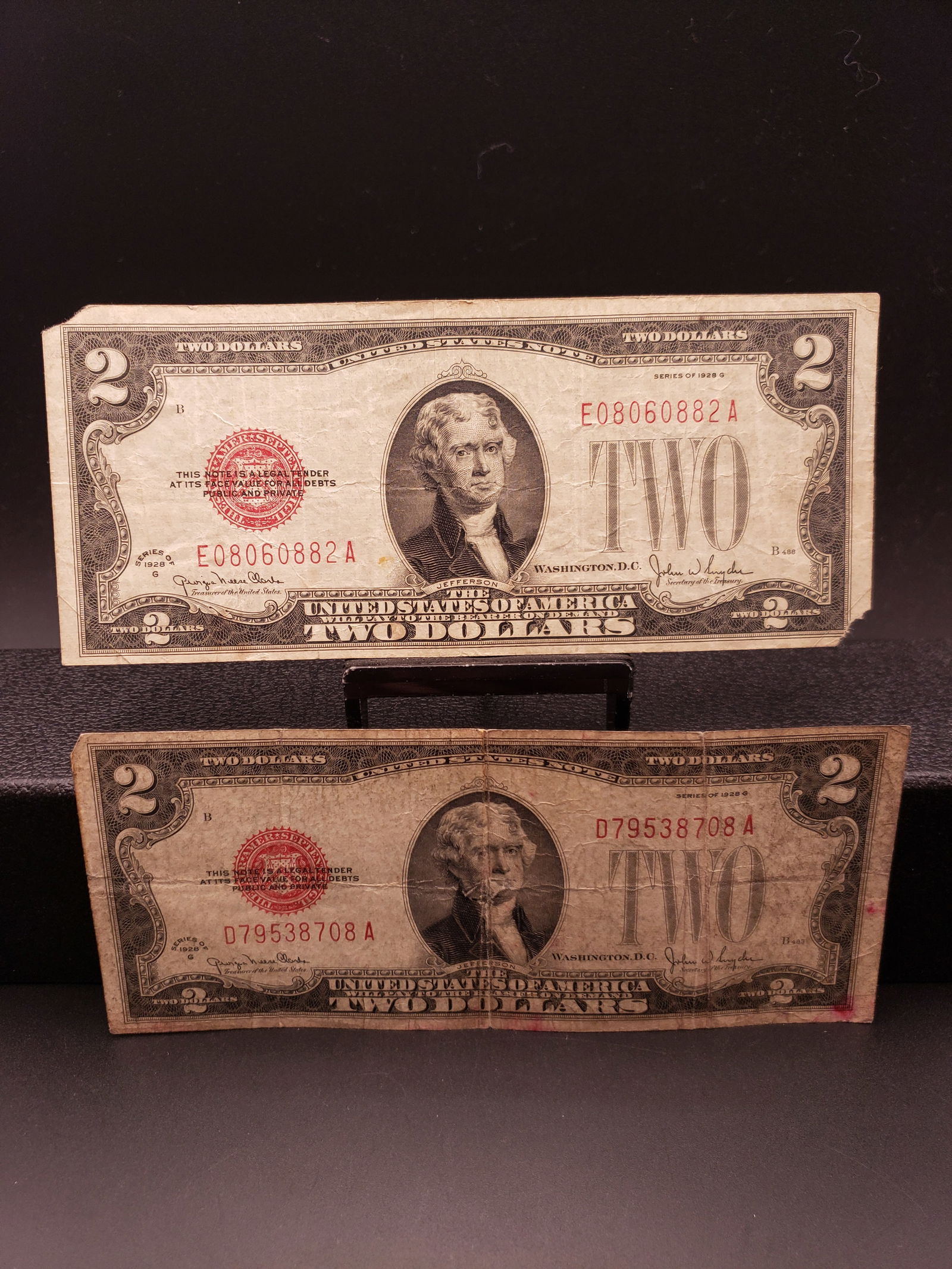 2-1928G Red Seal $2 Notes, Nice Condition (1 of 4)