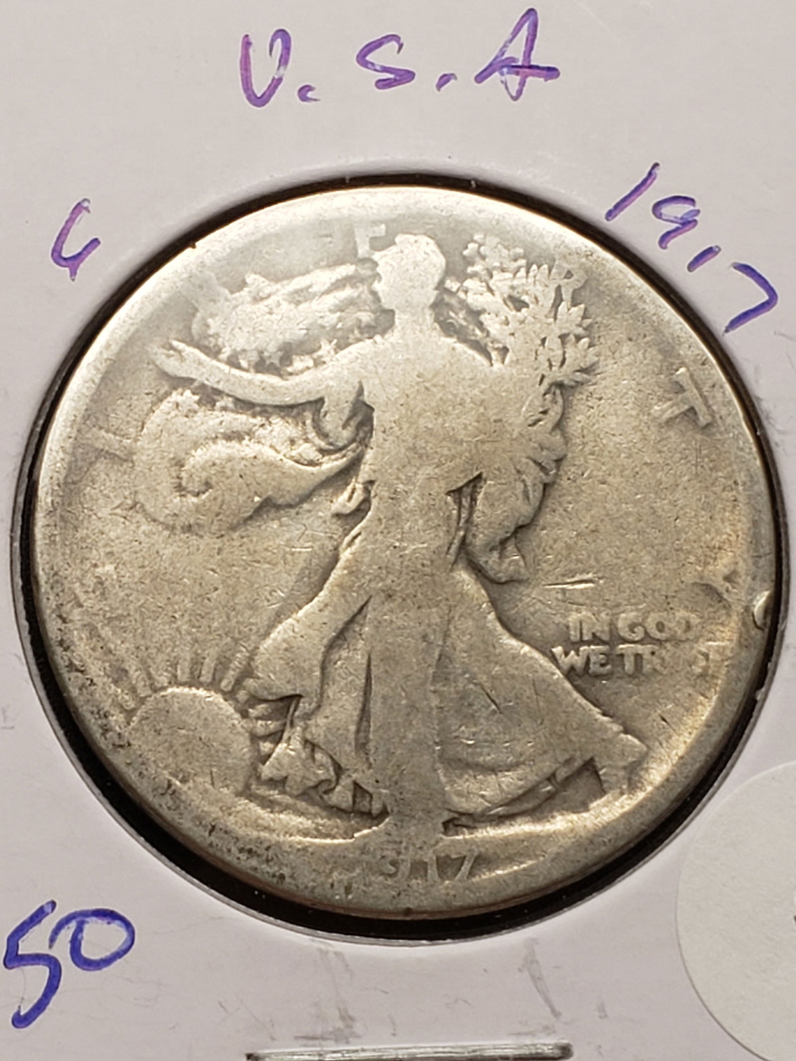 1917 Silver Walking Liberty Half Dollar - Better Teen Date! (1 of 3)