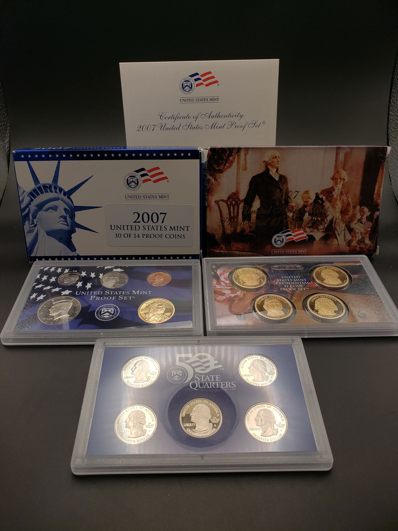 2007-S US Mint 14 Coin Proof Set. Contains Original Coinage, 50 State Quarter Set, and Presidential (1 of 8)