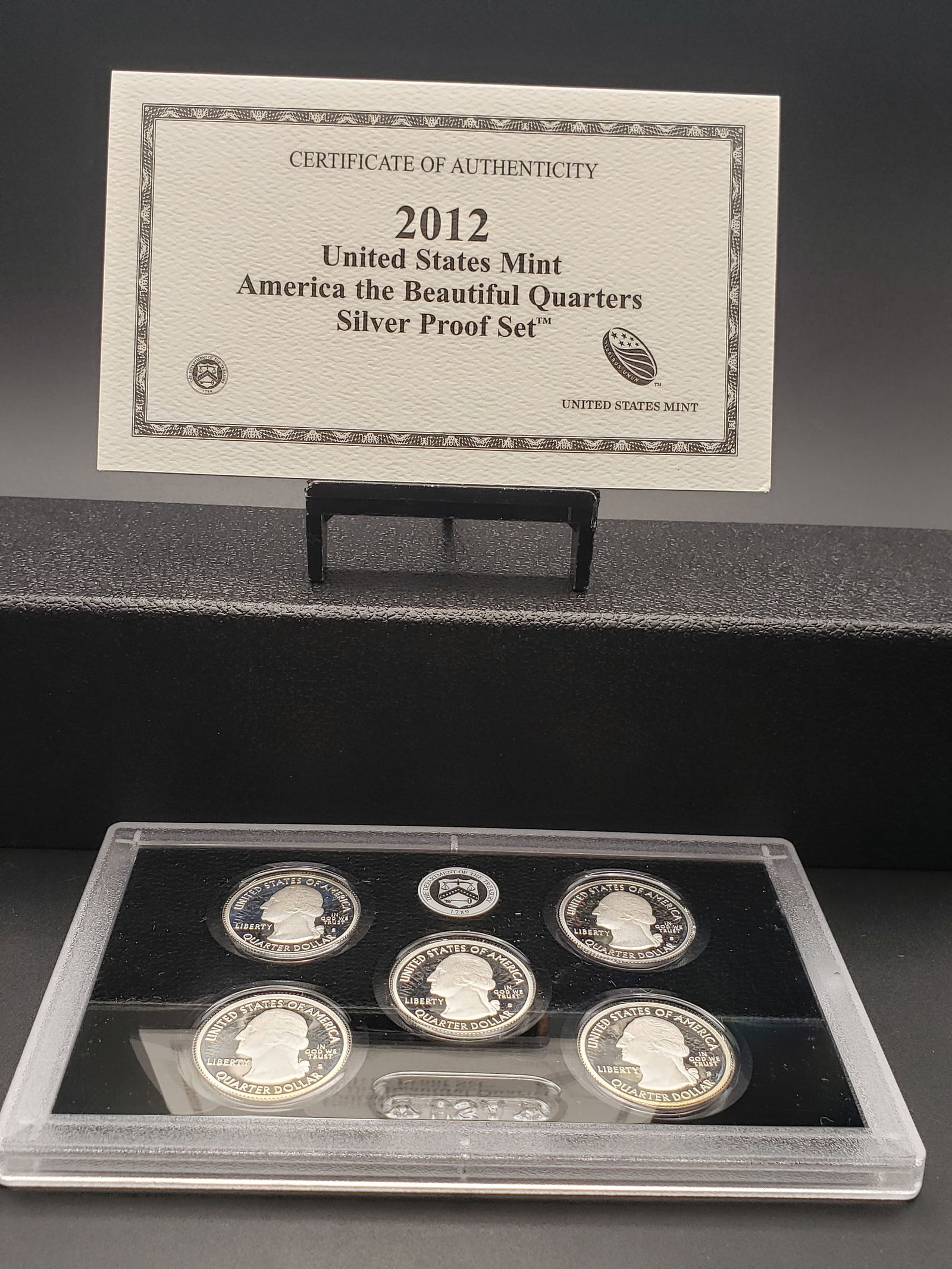 KEY 2012-S US Mint America The Beautiful Quarter Silver Proof Set. OGP. 5-90% Silver Quarters (1 of 3)