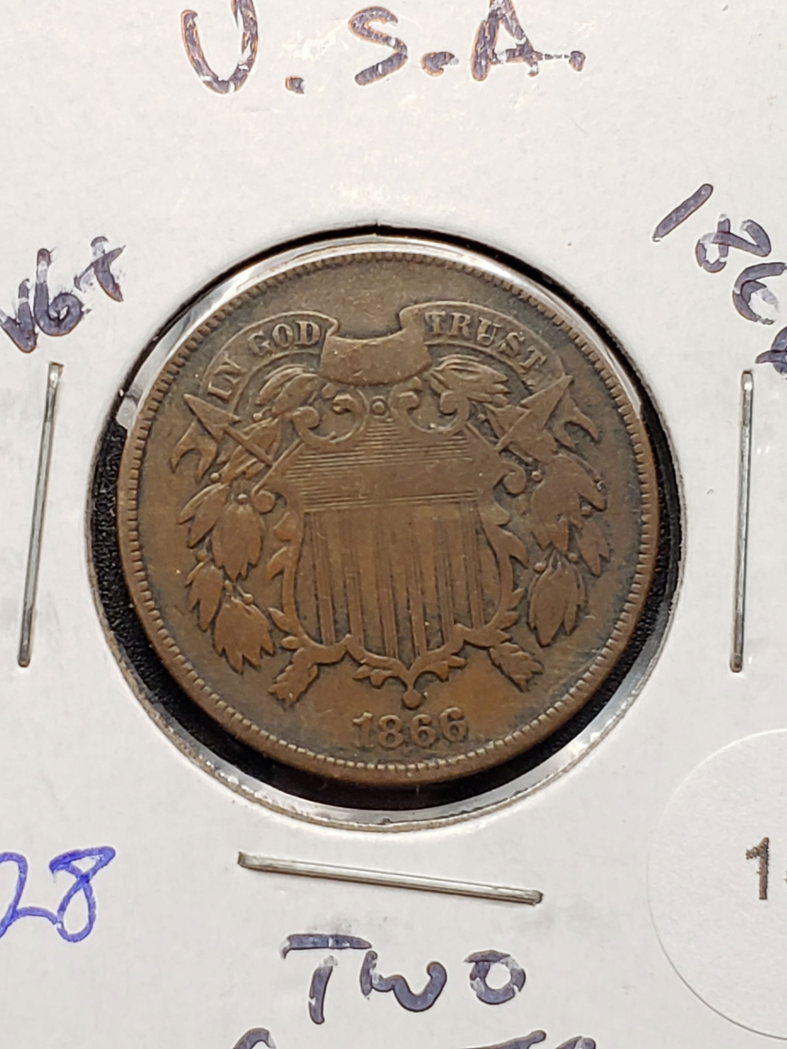 1866 Two Cent Piece - Better Grade! (1 of 3)