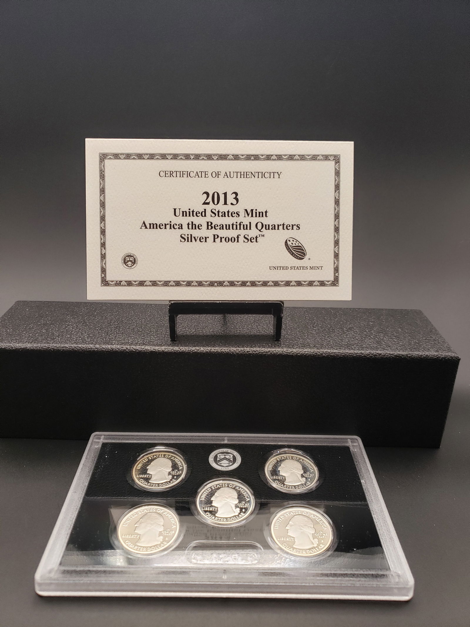 2013-S US Mint America The Beautiful Quarter Silver Proof Set. OGP. 5-90% Silver Quarters (1 of 3)