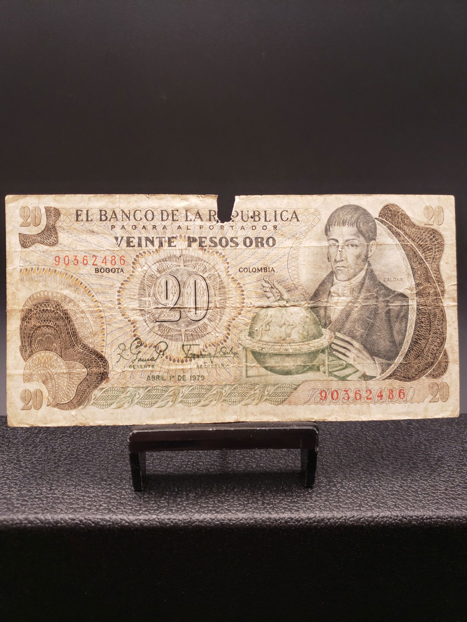 1979 Colombia 20 Peso Bank Note, Tough Find (1 of 4)