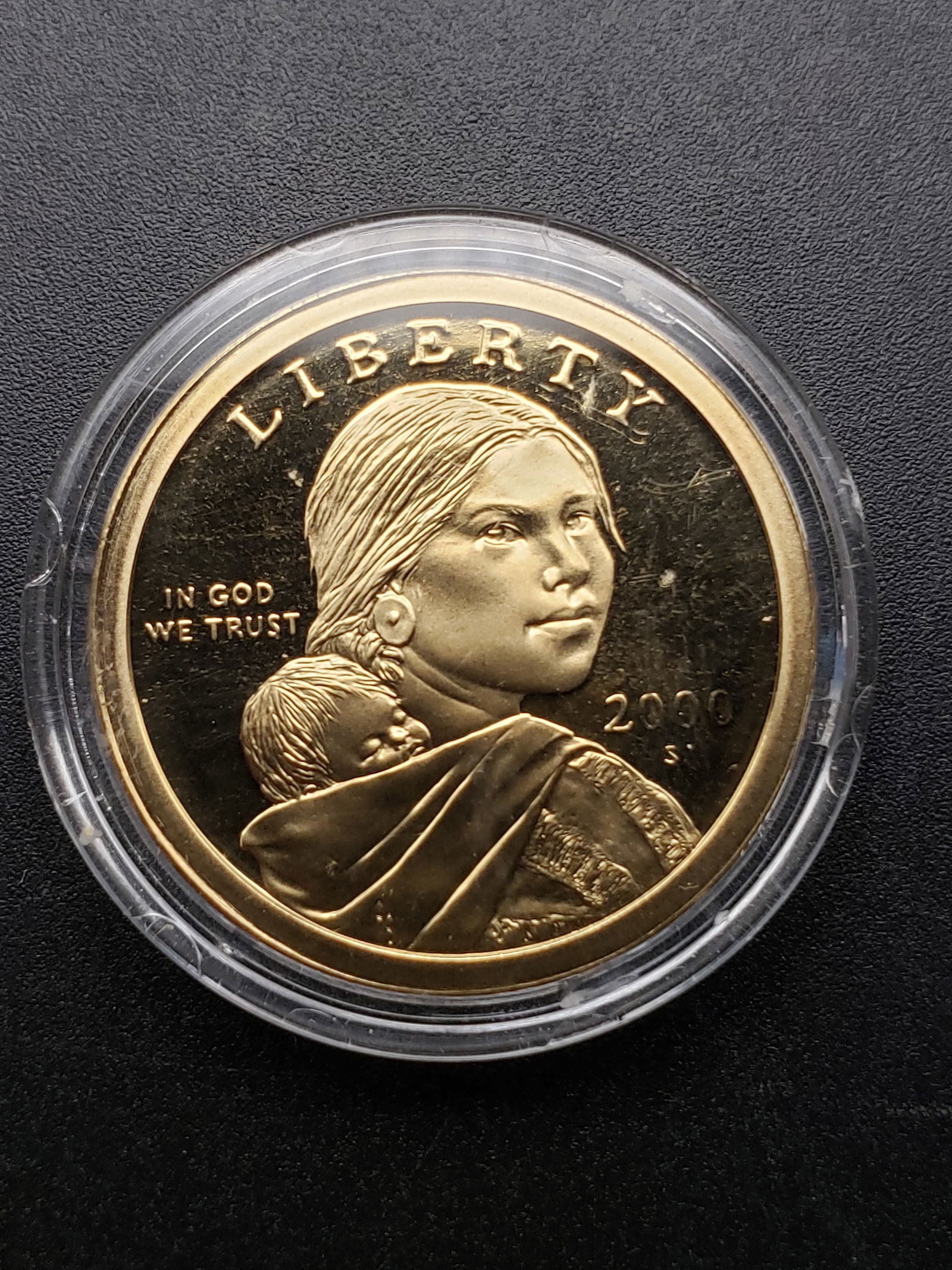 2000-S Deep Proof Sacagawea Golden Dollar, In Capsule (1 of 2)