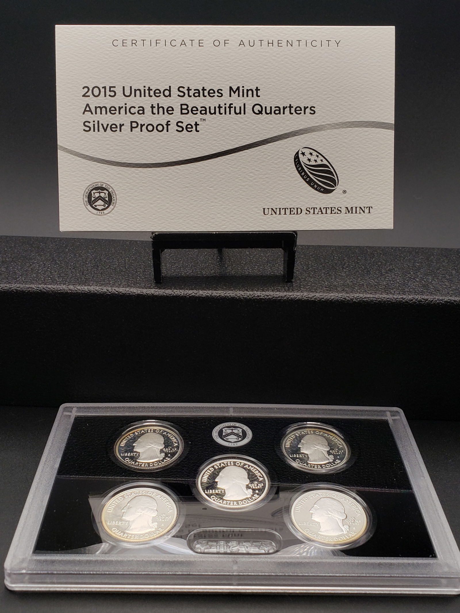 2015-S US Mint America The Beautiful Quarter Silver Proof Set. OGP. 5-90% Silver Quarters (1 of 4)