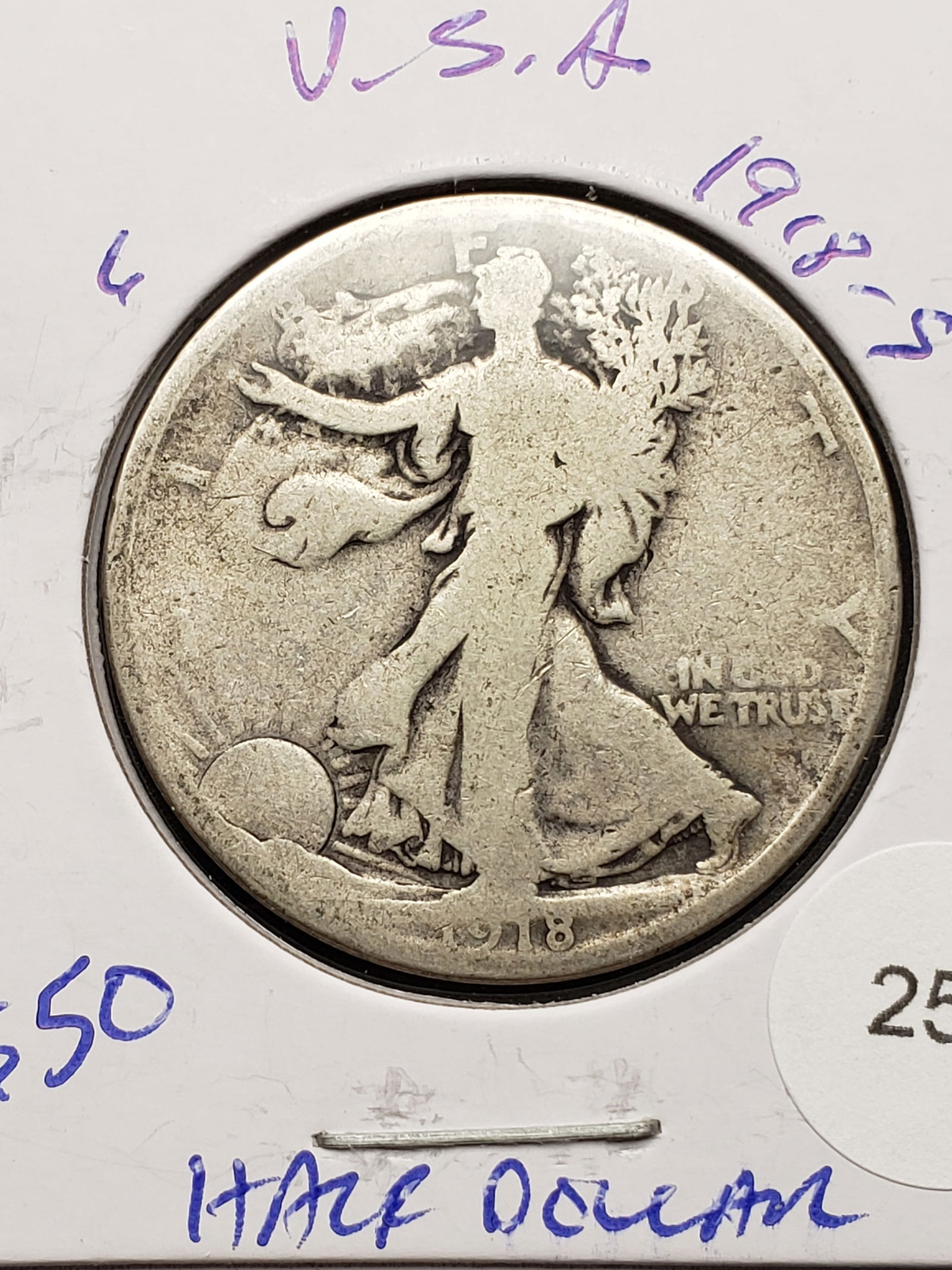 1918-S Silver Walking Liberty Half Dollar - Better Teen Date! (1 of 3)