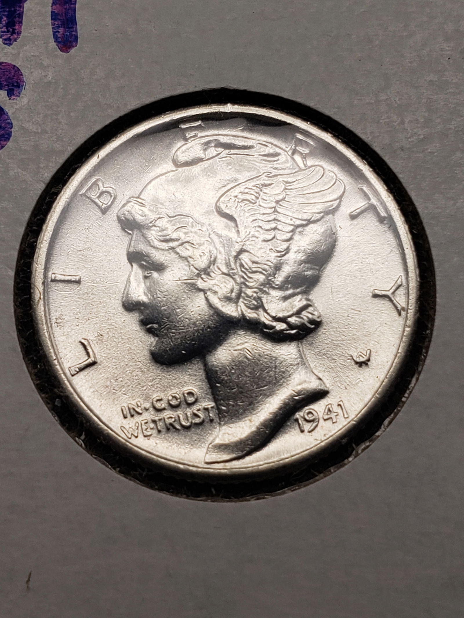1941-S GEM BU Mercury Dime, 90% Silver, FSB + Diagonals. WWII ERA (1 of 3)