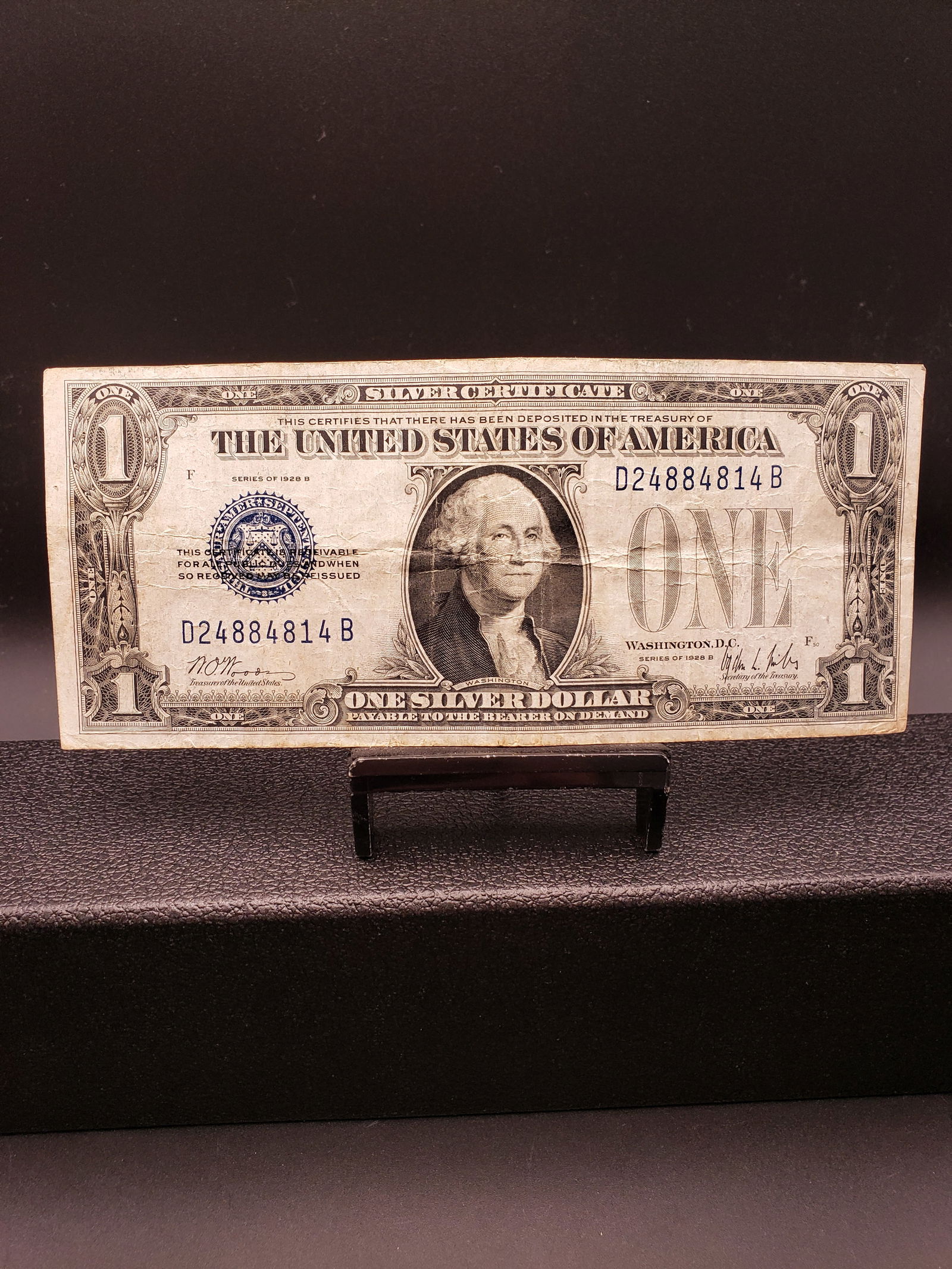 1928-B Blue Seal $1 Silver Certificate - FUNNY BACK (1 of 4)