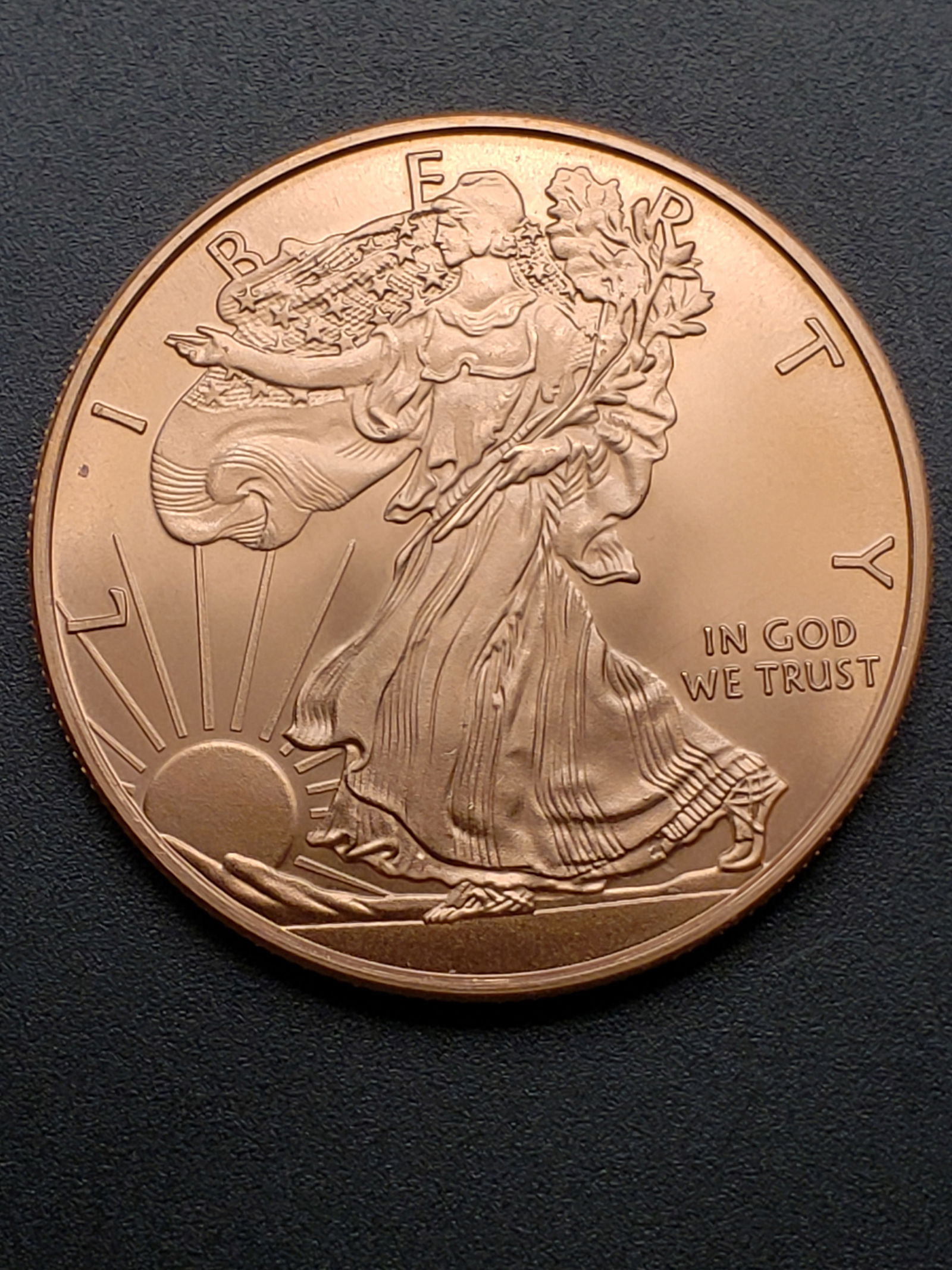.999-1 Ounce Pure Copper Round, Liberty Style, New, BU (1 of 2)