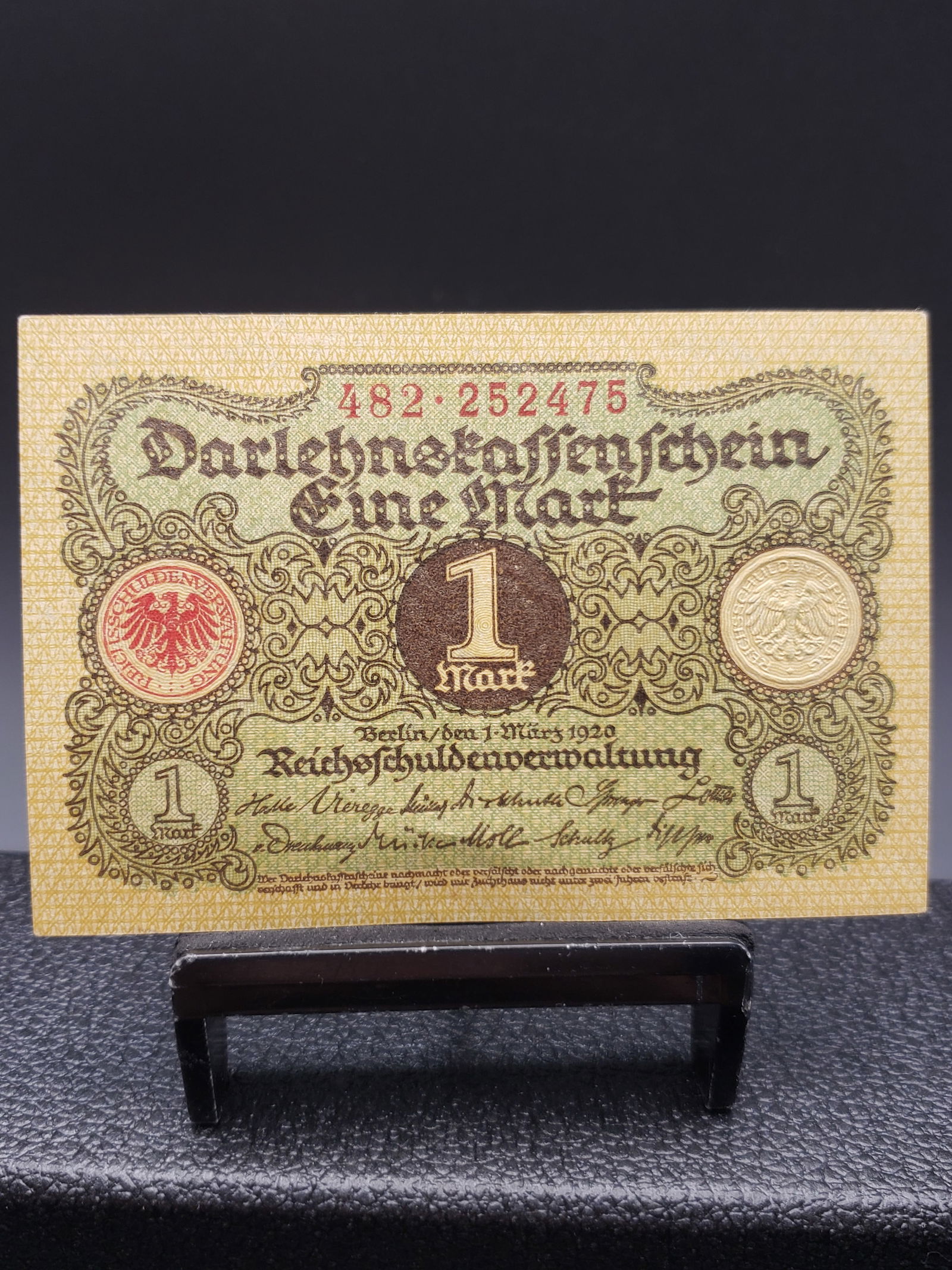 1920 Germany 1 Mark Note, Tough, Crisp UNC (1 of 2)