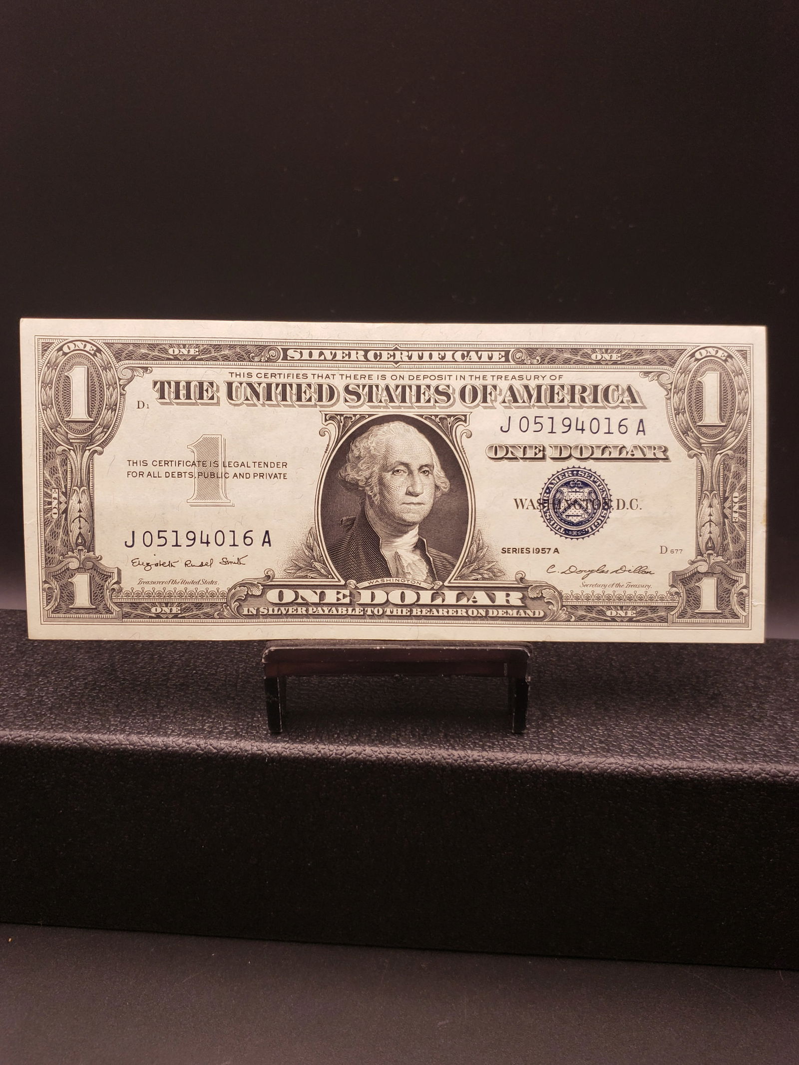 1957-A Blue Seal $1 Silver Certificate, GEM CRISP UNC (1 of 4)